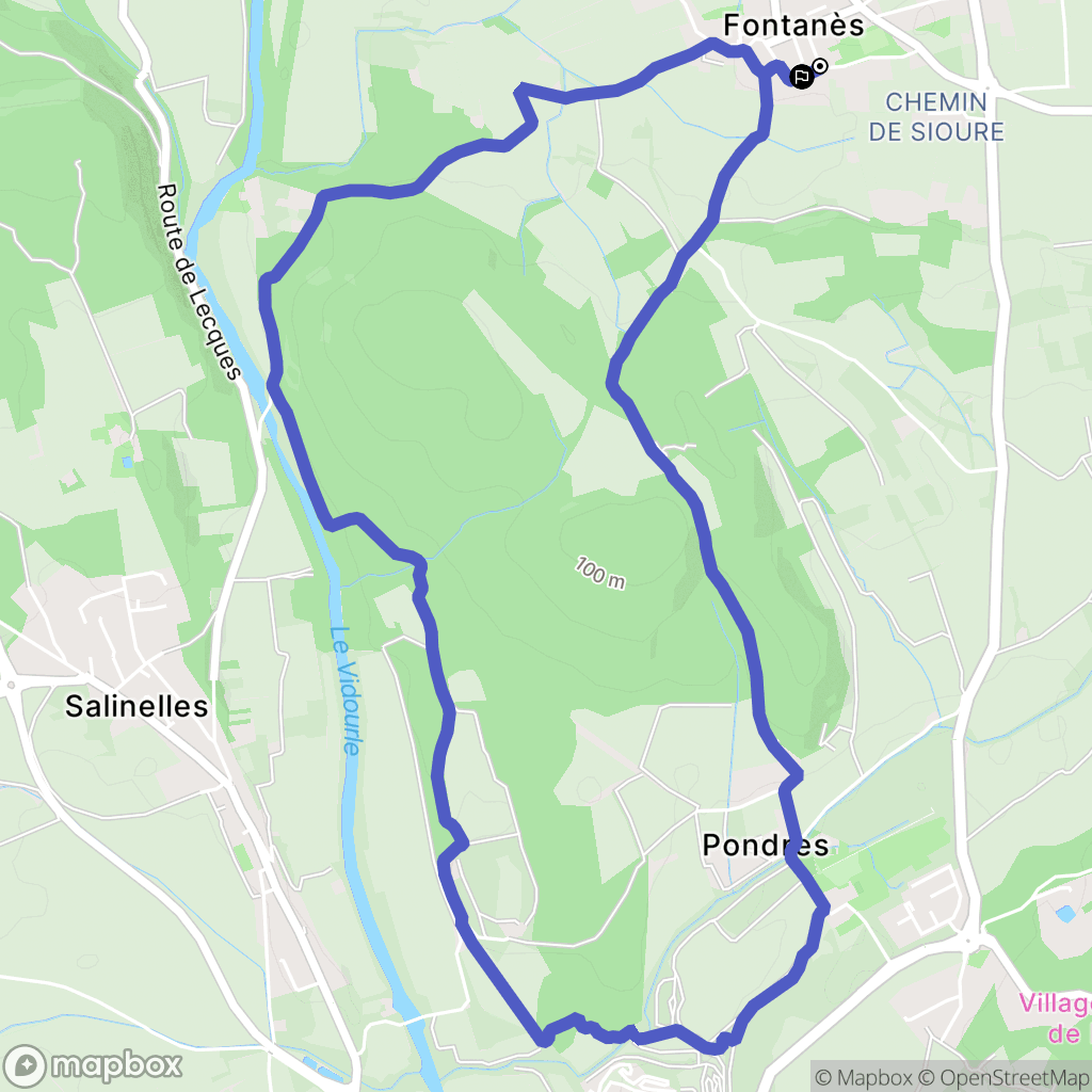 Fontanes : carte du parcours de randonnée - France