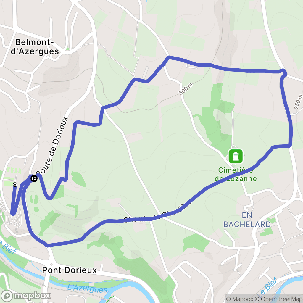 Belmont-d'Azergues : carte du parcours de randonnée - France