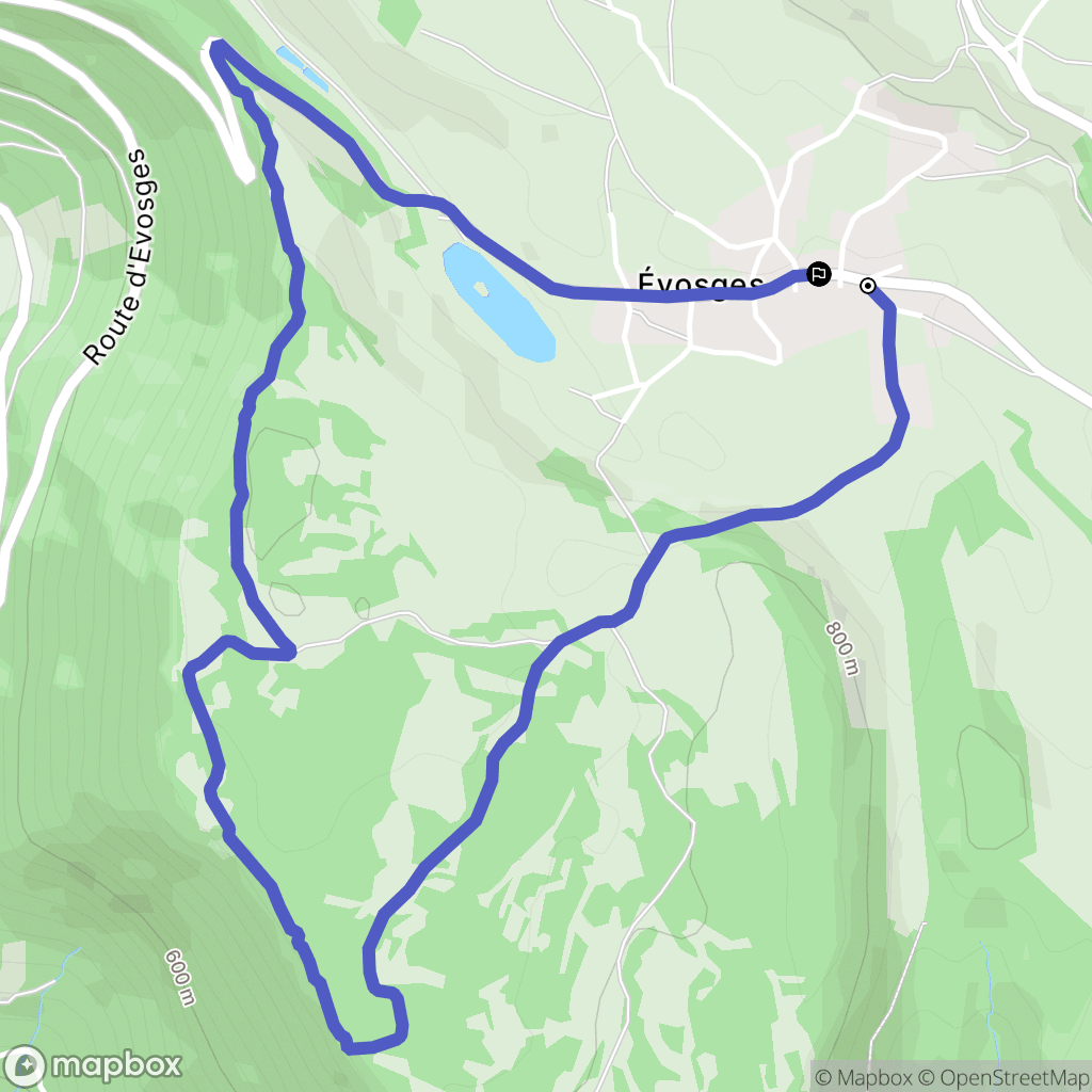 Évosges : carte du parcours de randonnée - France