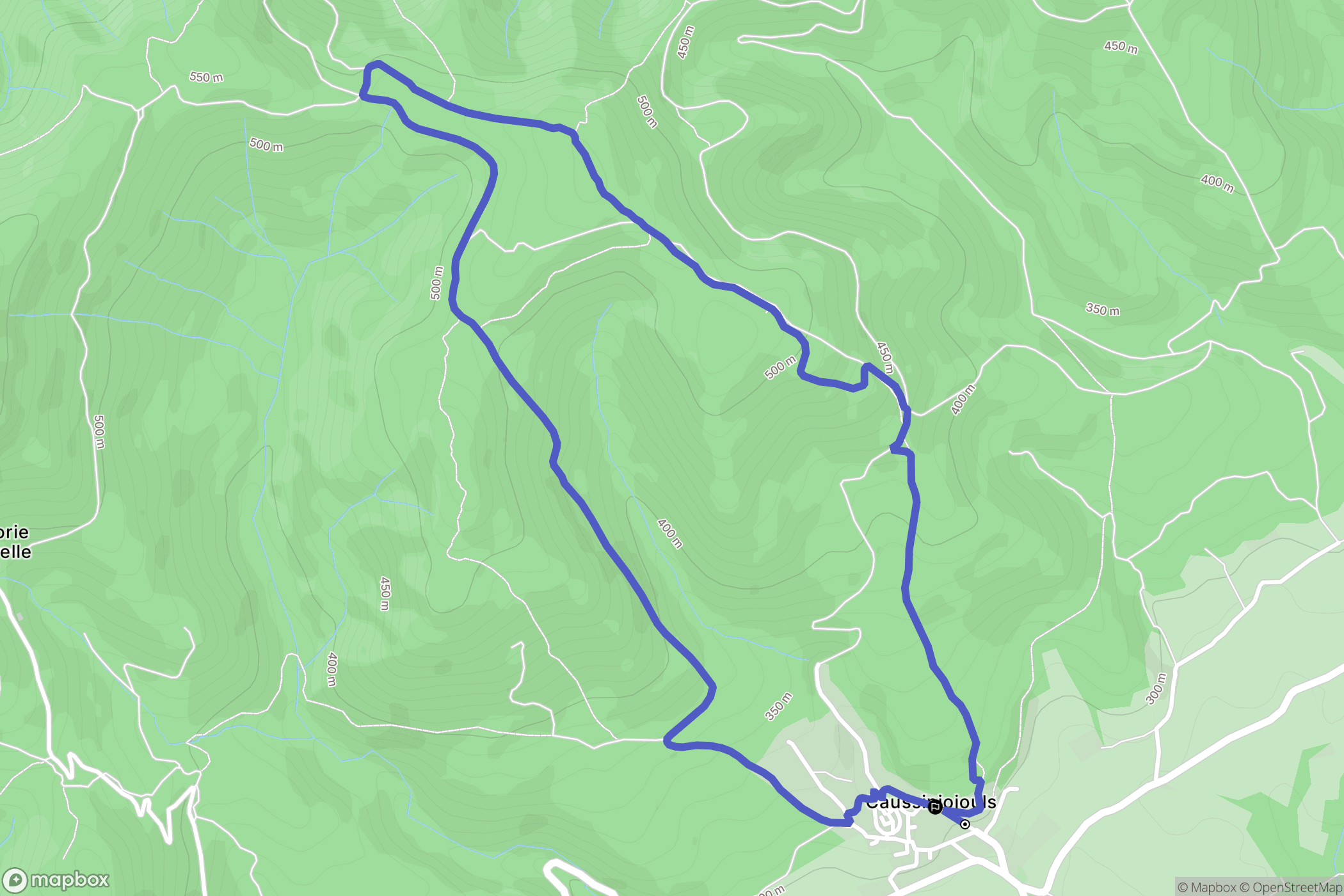 Caussiniojouls : carte du parcours de randonnée - France