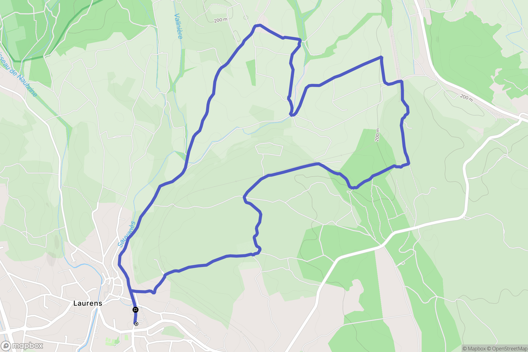 Laurens : carte du parcours de randonnée - France