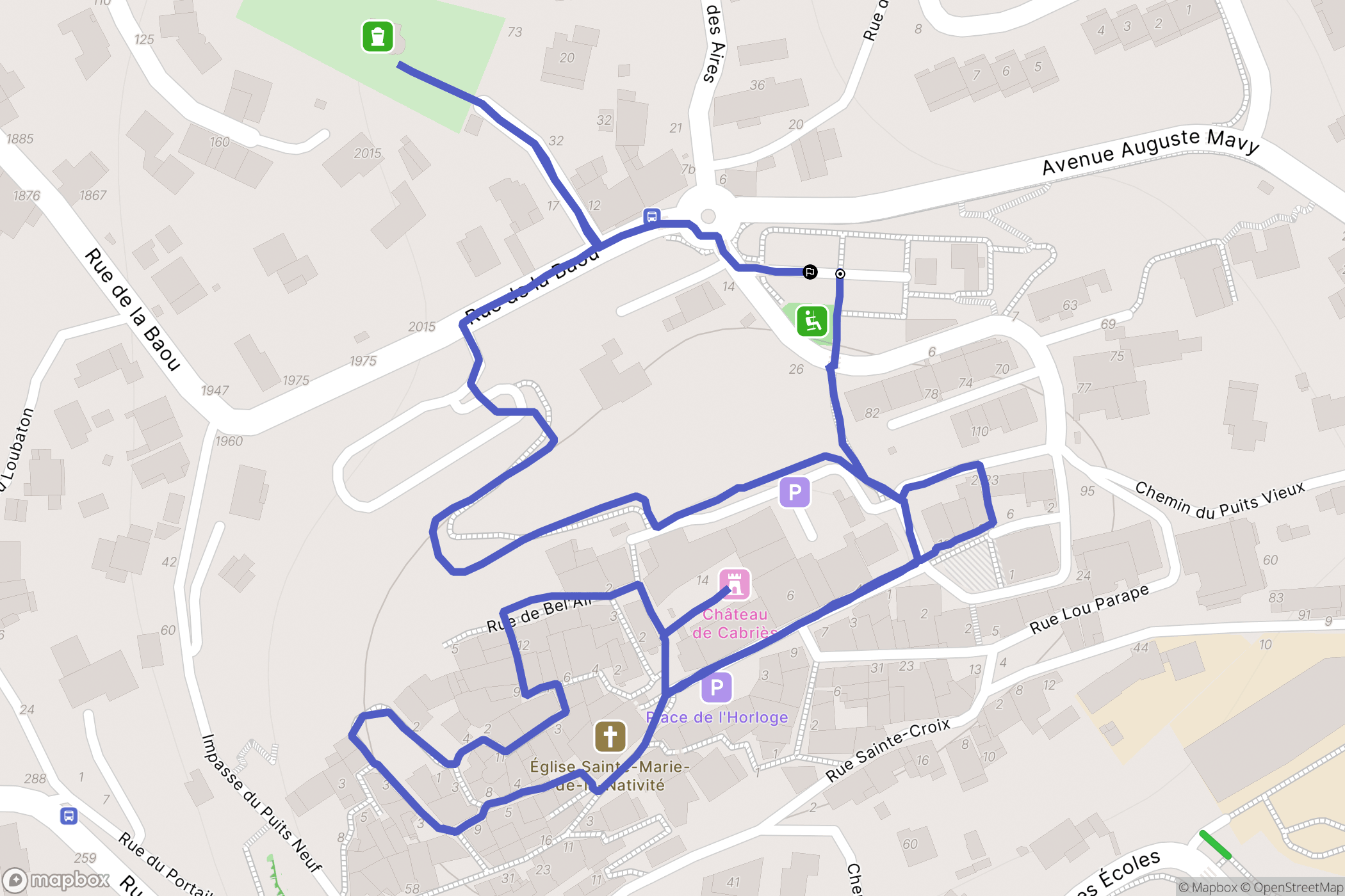 Cabriès : carte du parcours de randonnée - France