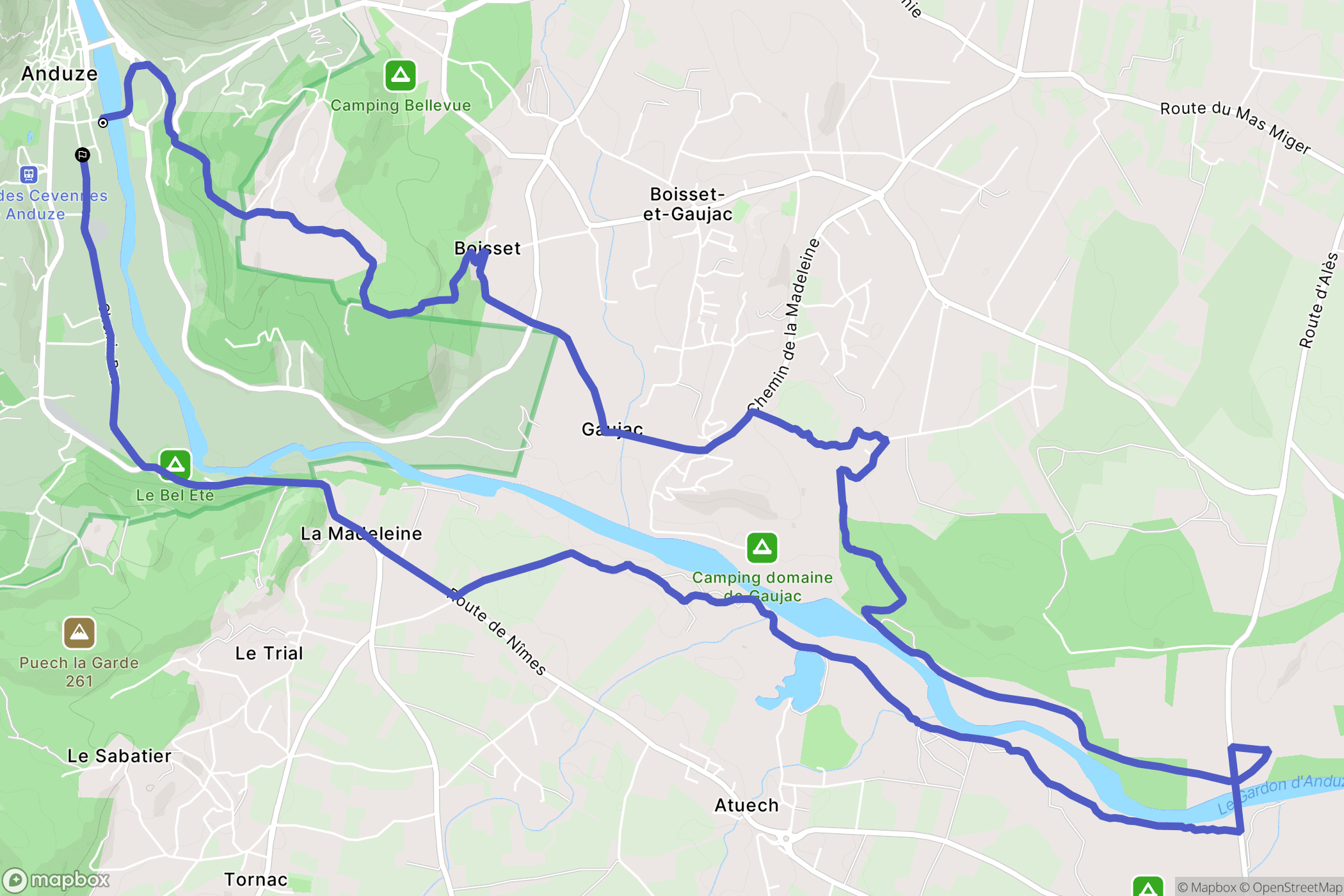 Anduze : carte du parcours de randonnée - France