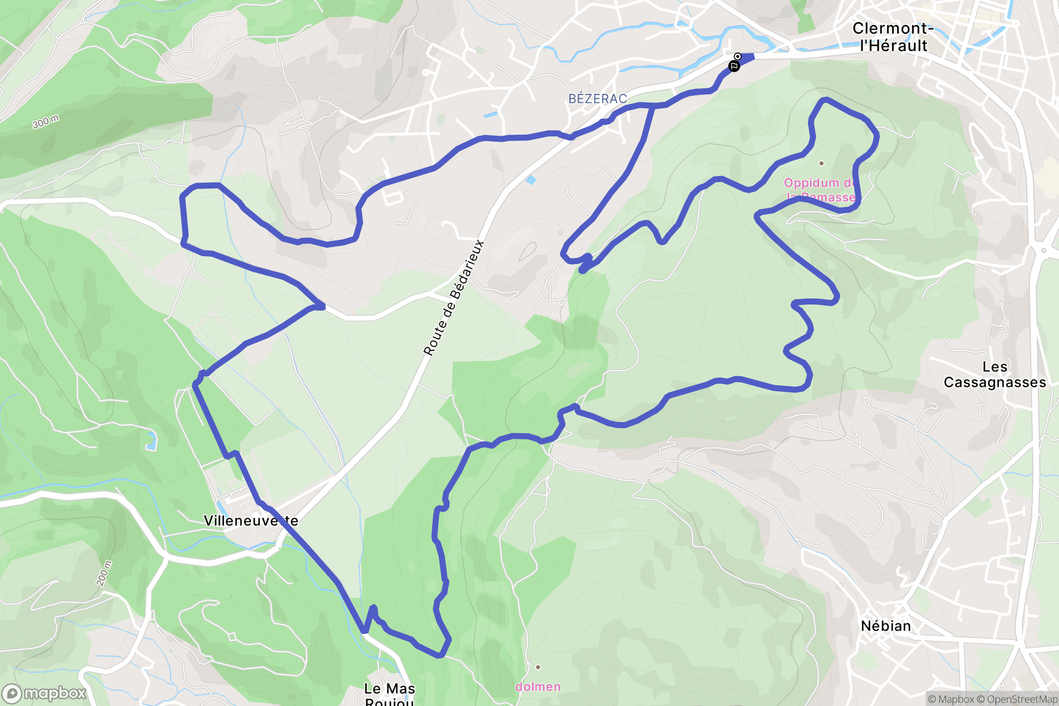 Clermont-l'Hérault : carte du parcours de randonnée - France
