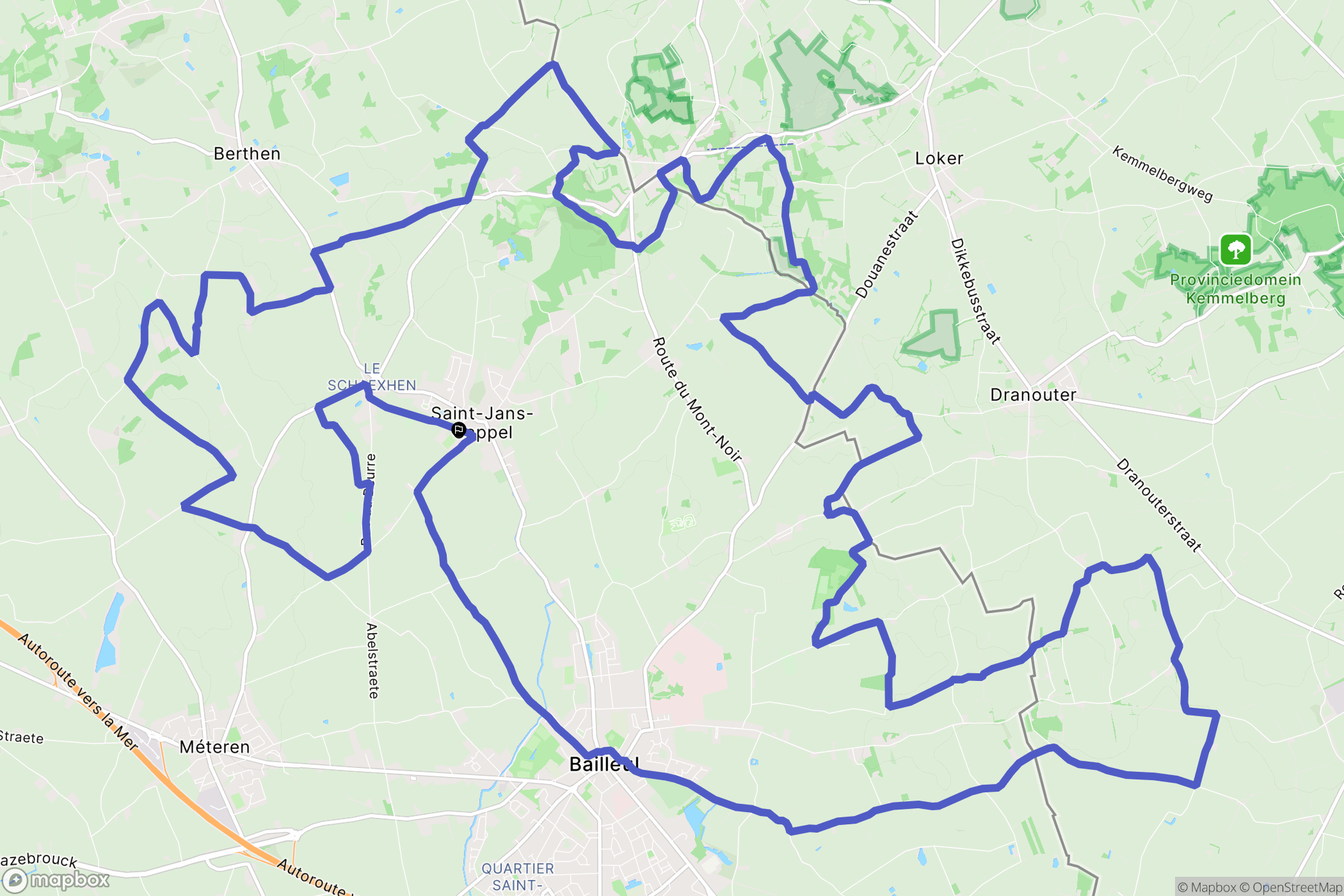 Saint Jans Cappel : carte du parcours de randonnée - France