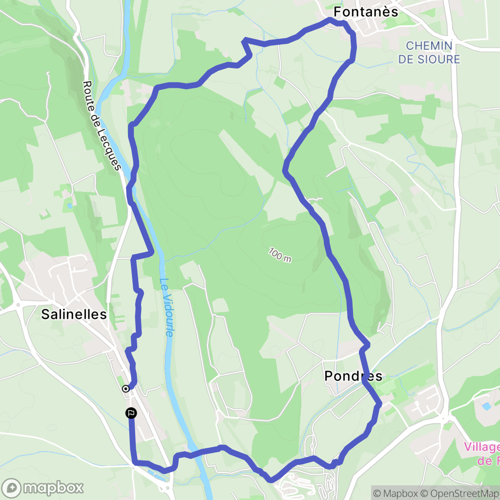 Salinelles : carte du parcours de randonnée - France