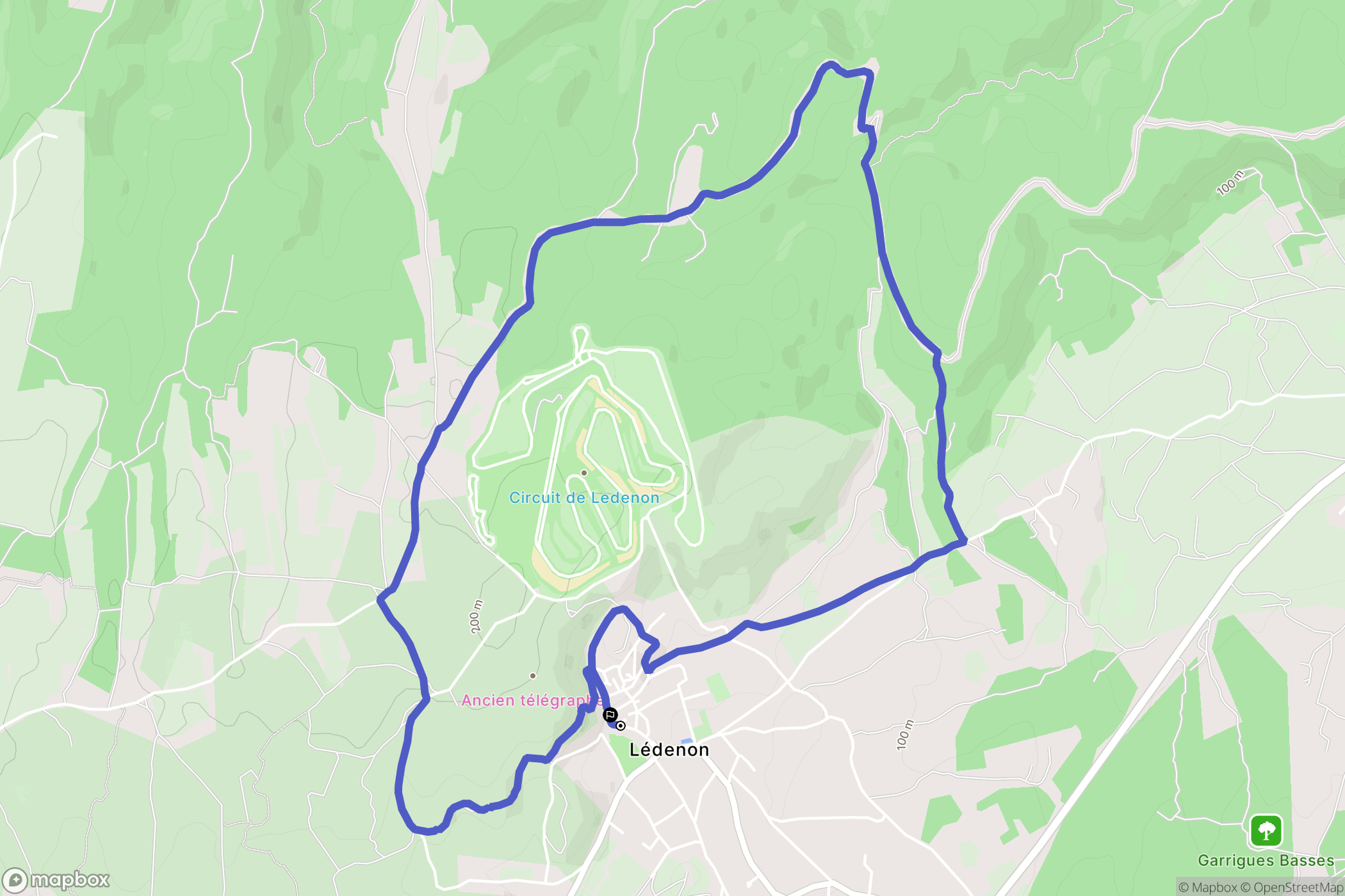 Lédenon : carte du parcours de randonnée - France