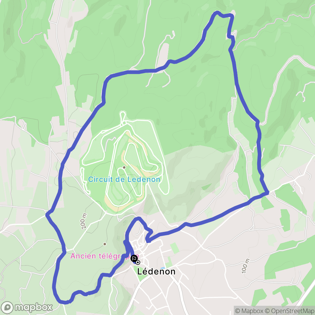 Lédenon : carte du parcours de randonnée - France