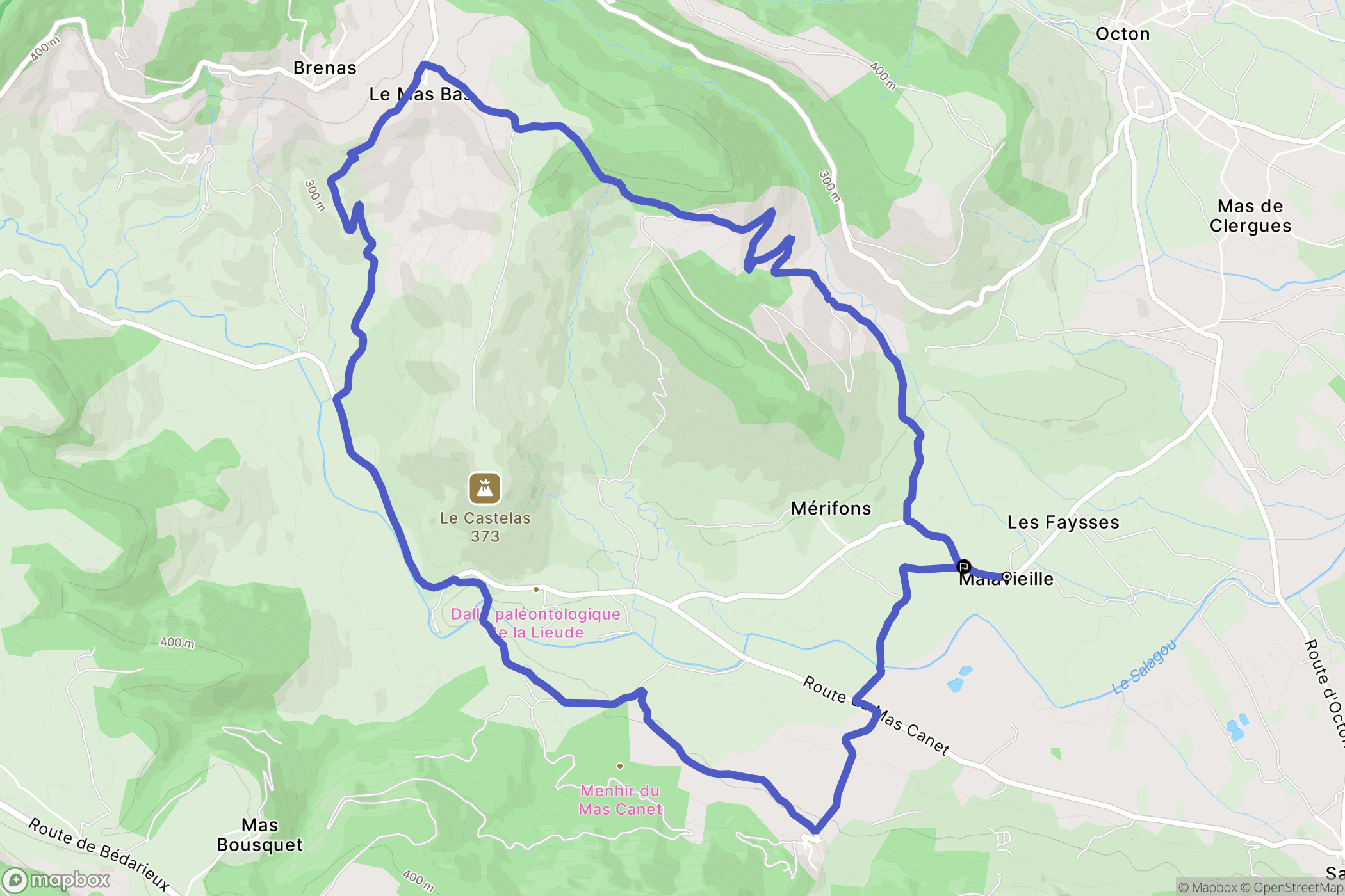Mérifons : carte du parcours de randonnée - France
