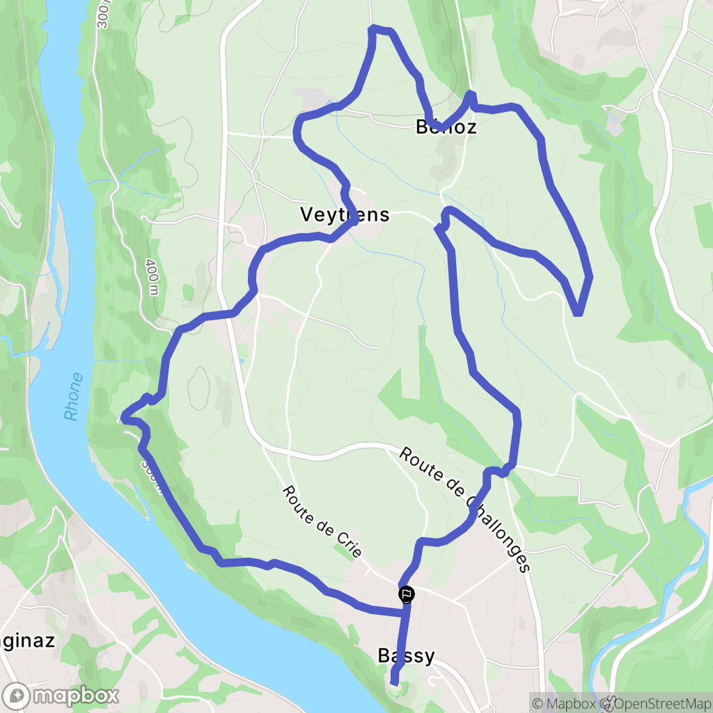 Bassy : carte du parcours de randonnée - France