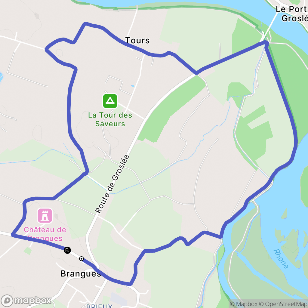 Brangues : carte du parcours de randonnée - France
