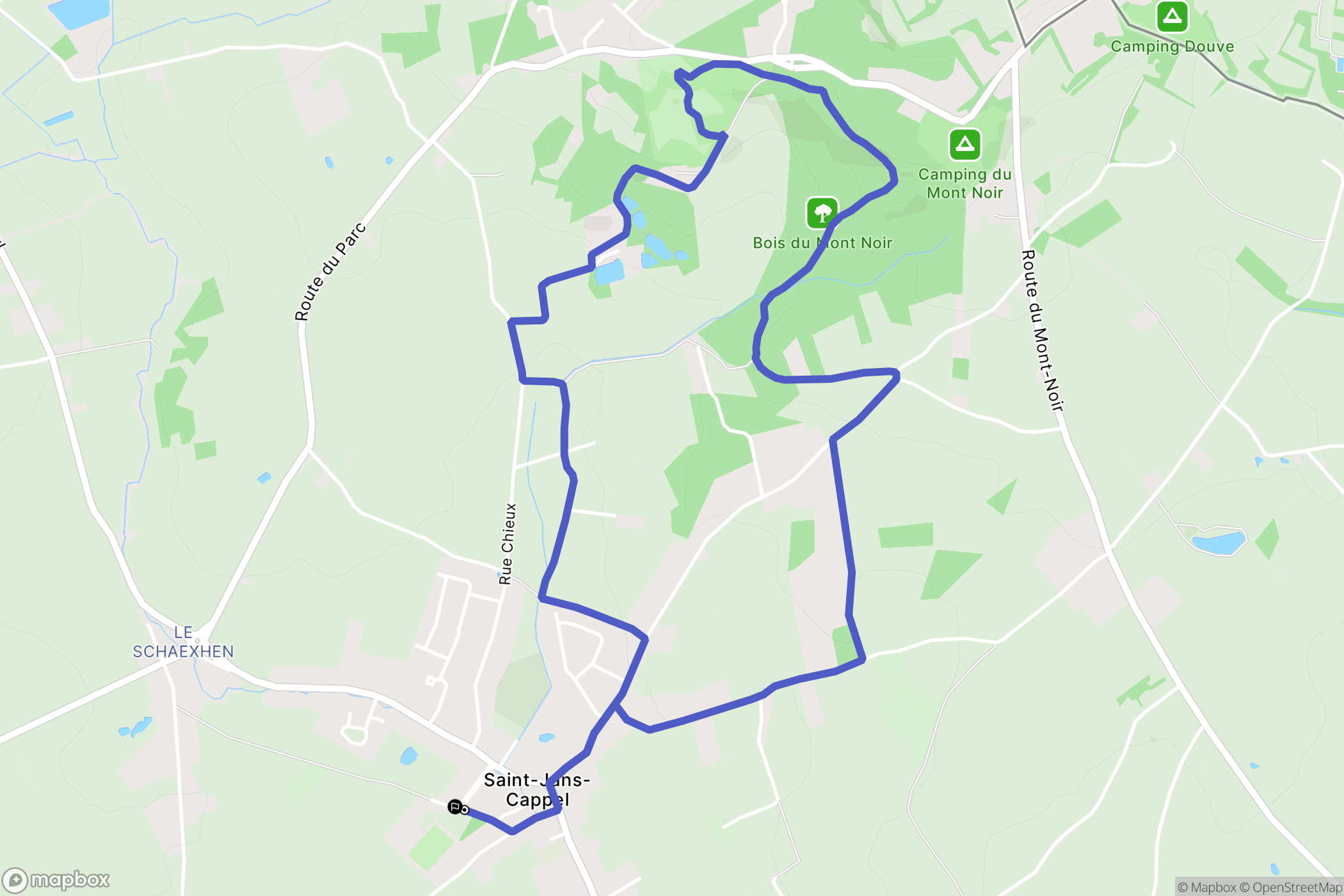 Saint Jans Cappel : carte du parcours de randonnée - France