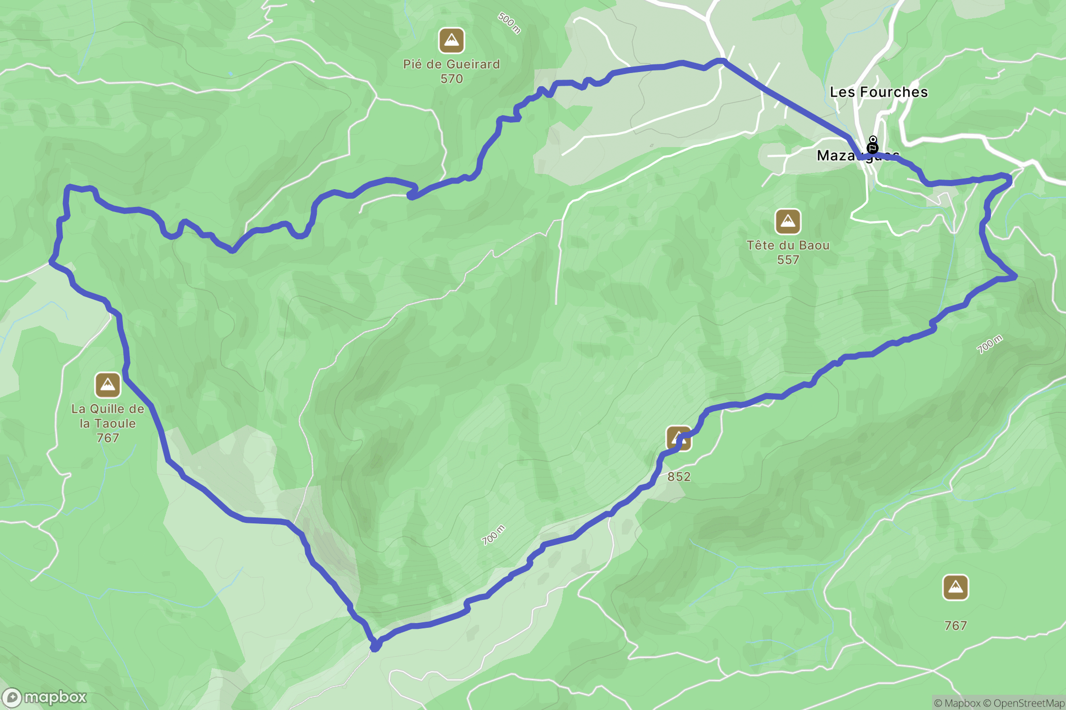 Mazaugues : carte du parcours de randonnée - France