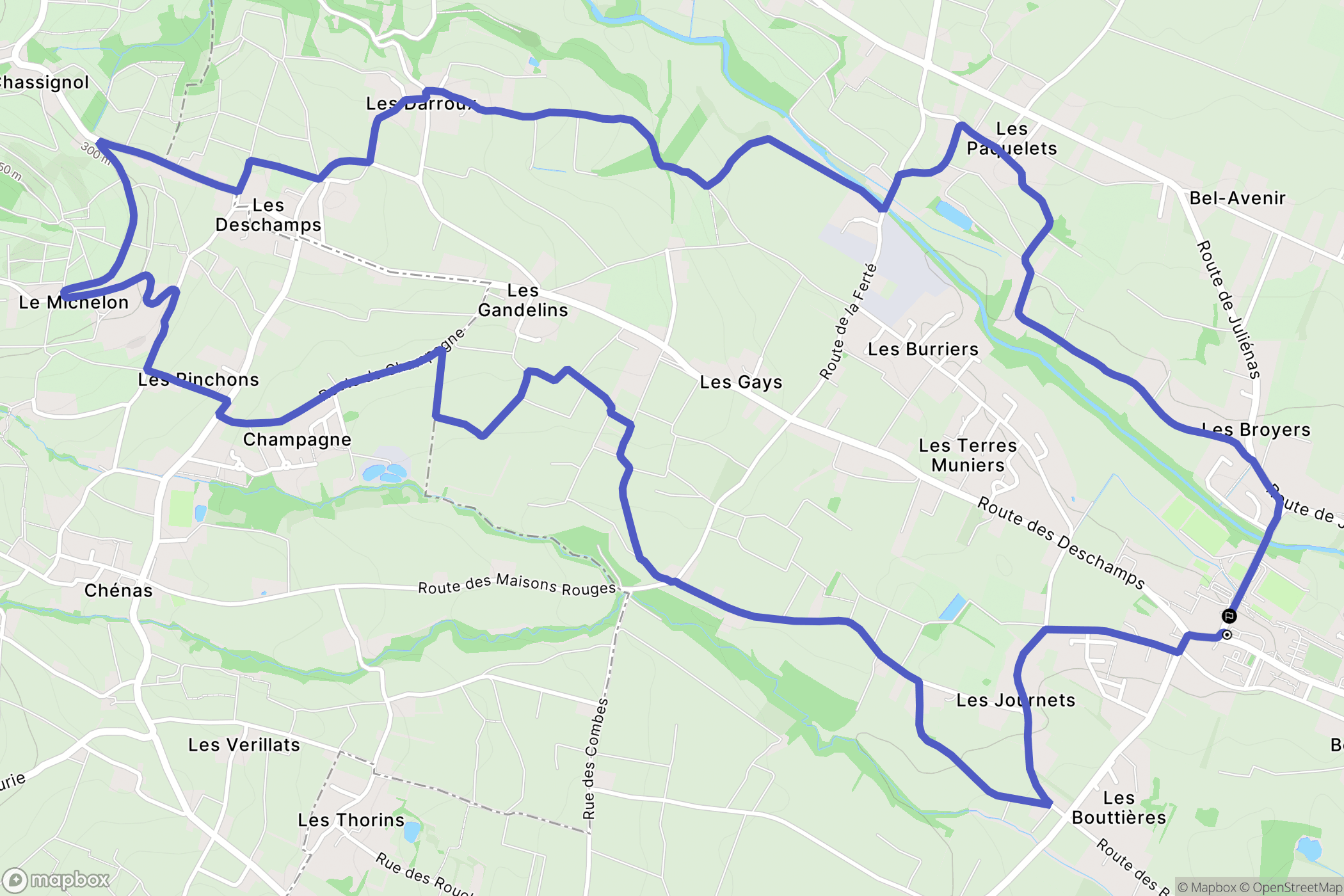 La Chapelle-de-Guinchay : carte du parcours de randonnée - France