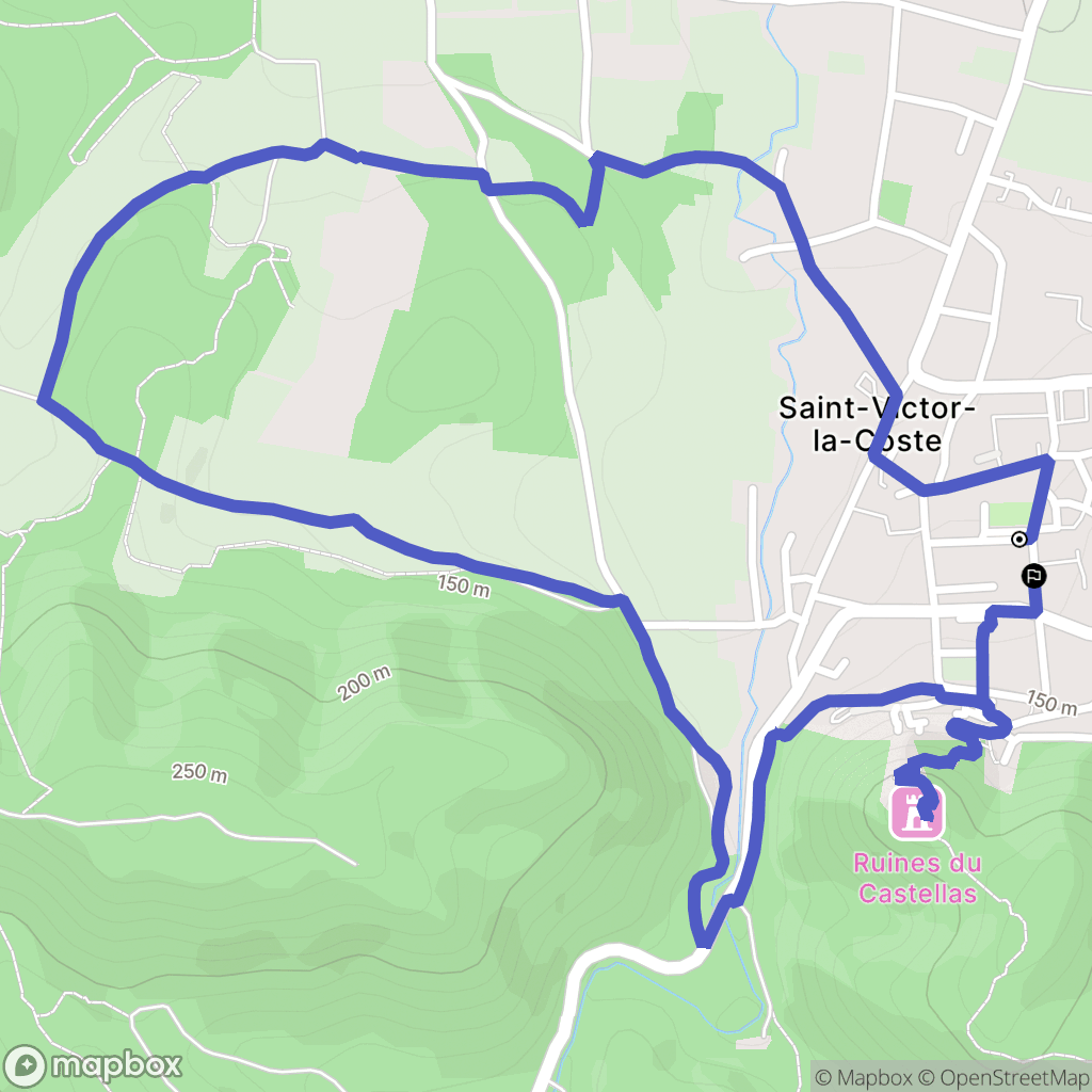 Saint-Victor-la-Coste : carte du parcours de randonnée - France