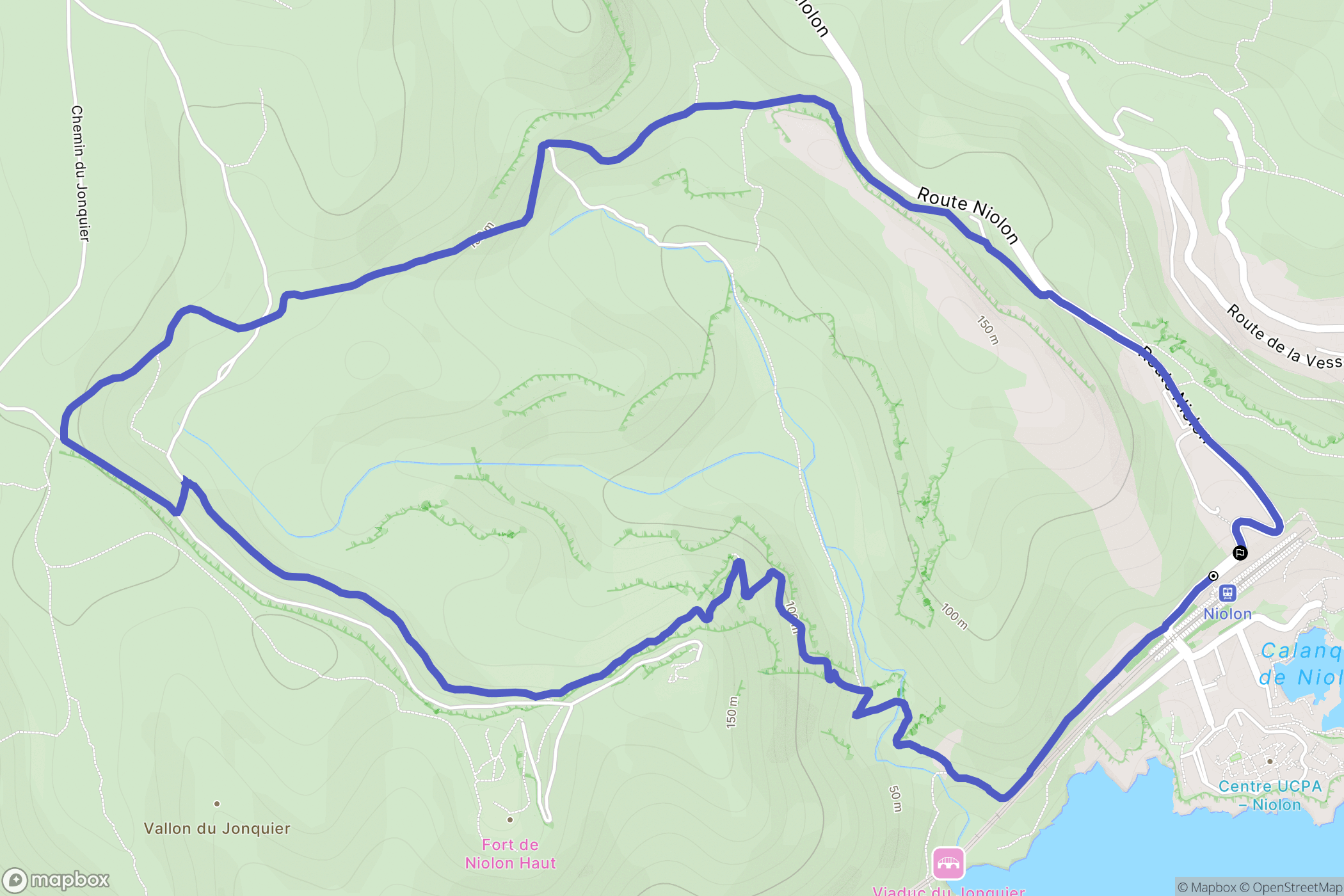 Le Rove : carte du parcours de randonnée - France