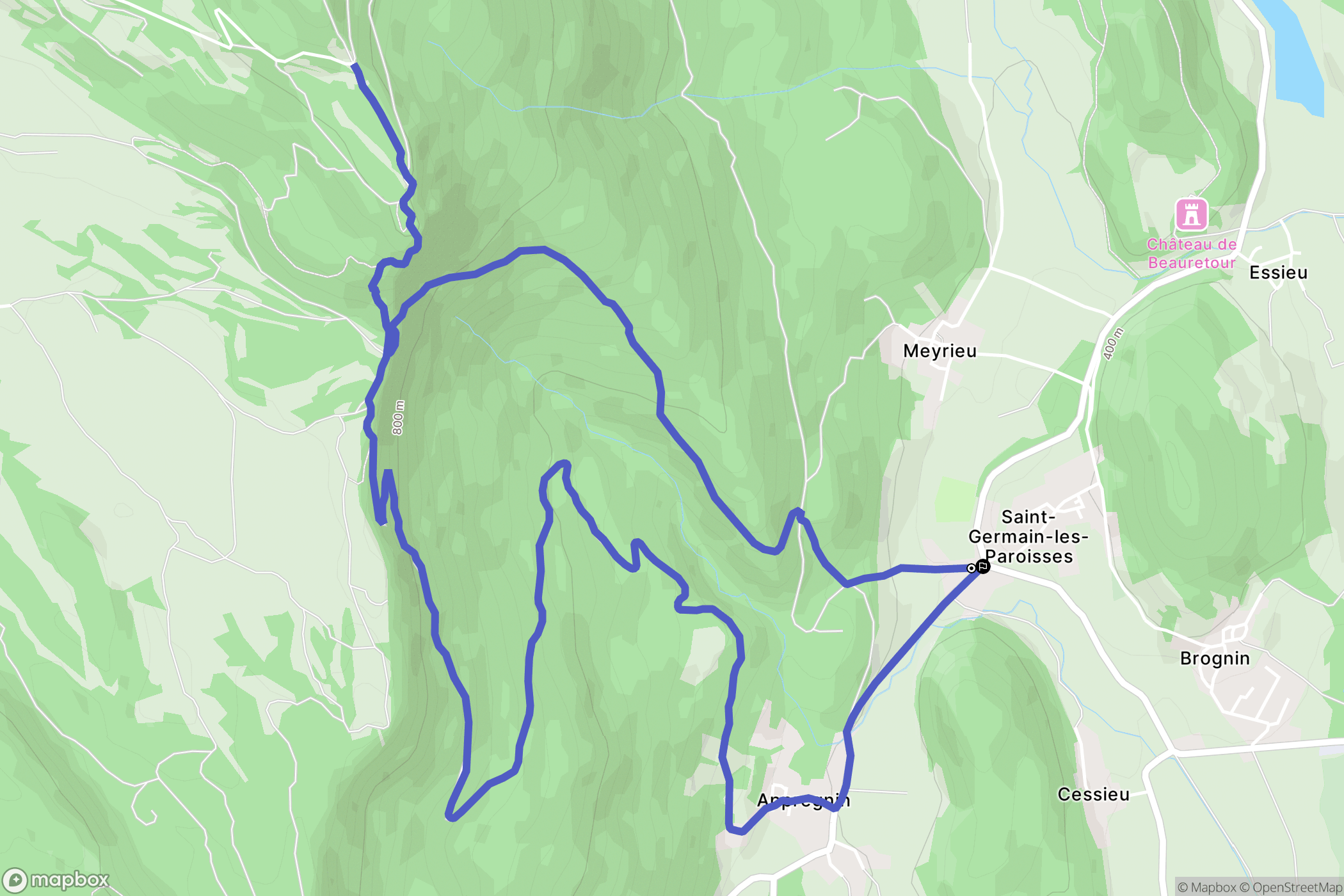 Saint-Germain-les-Paroisses : carte du parcours de randonnée - France