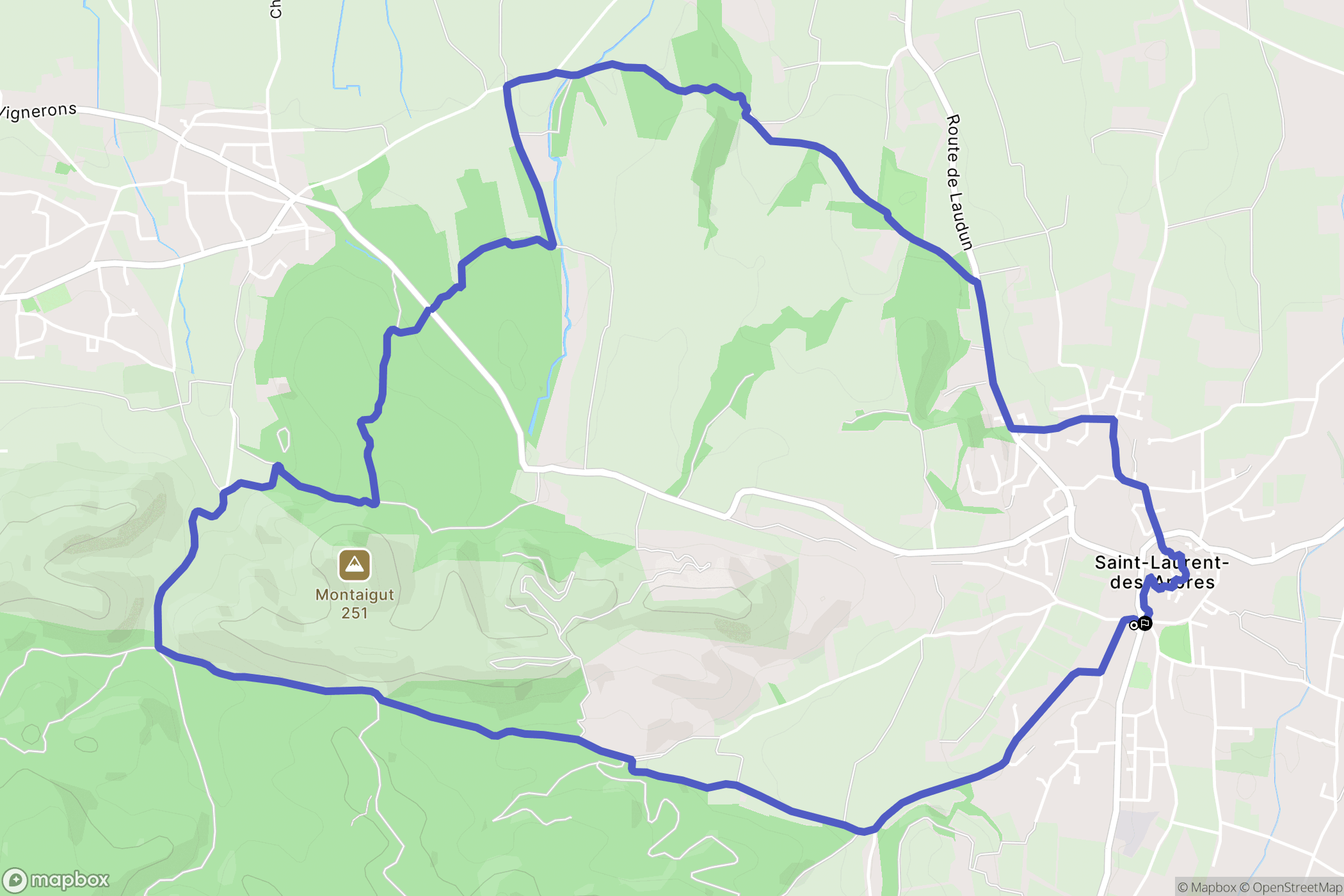 Saint-Laurent-des-Arbres : carte du parcours de randonnée - France