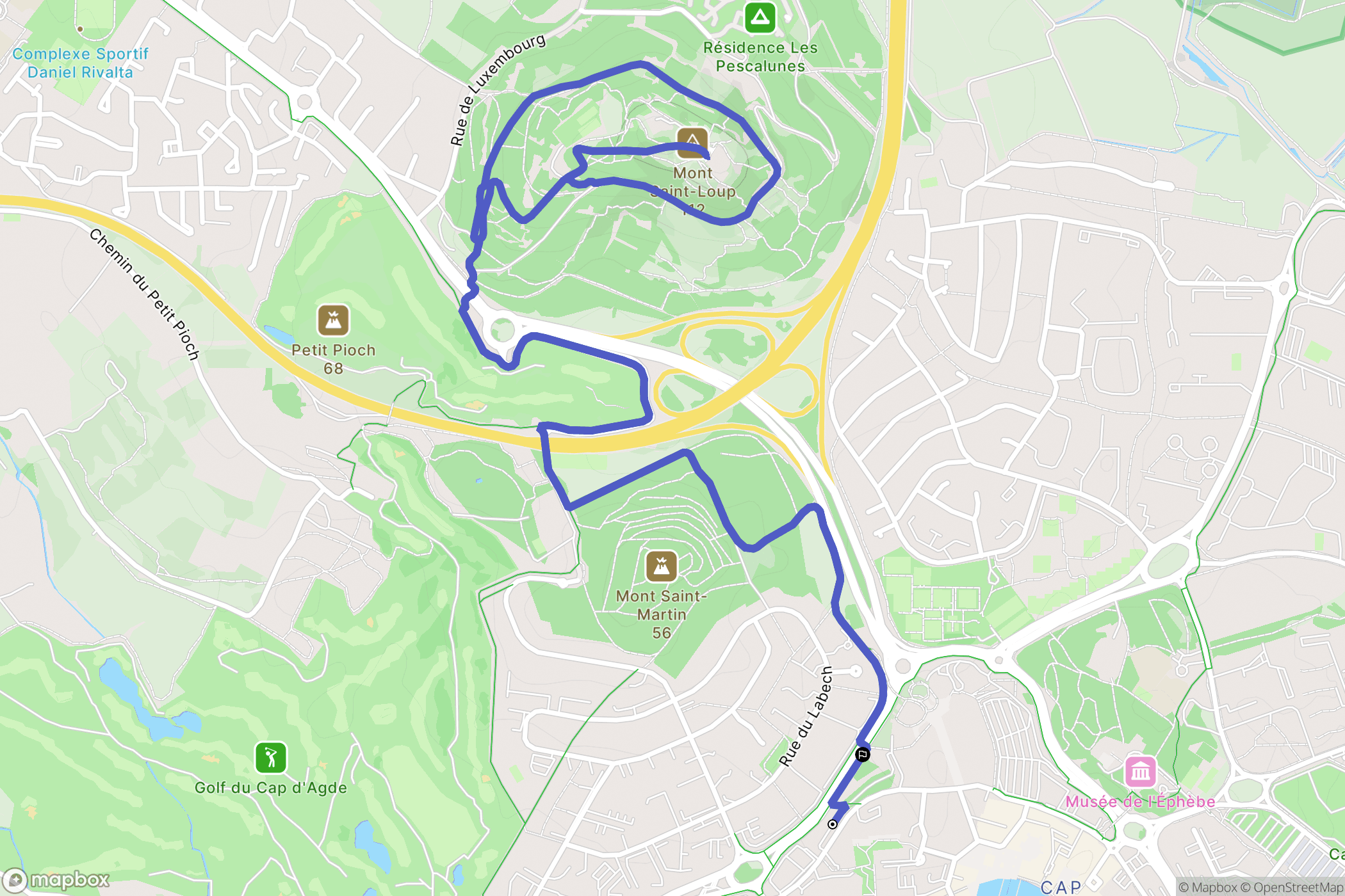 Agde : carte du parcours de randonnée - France