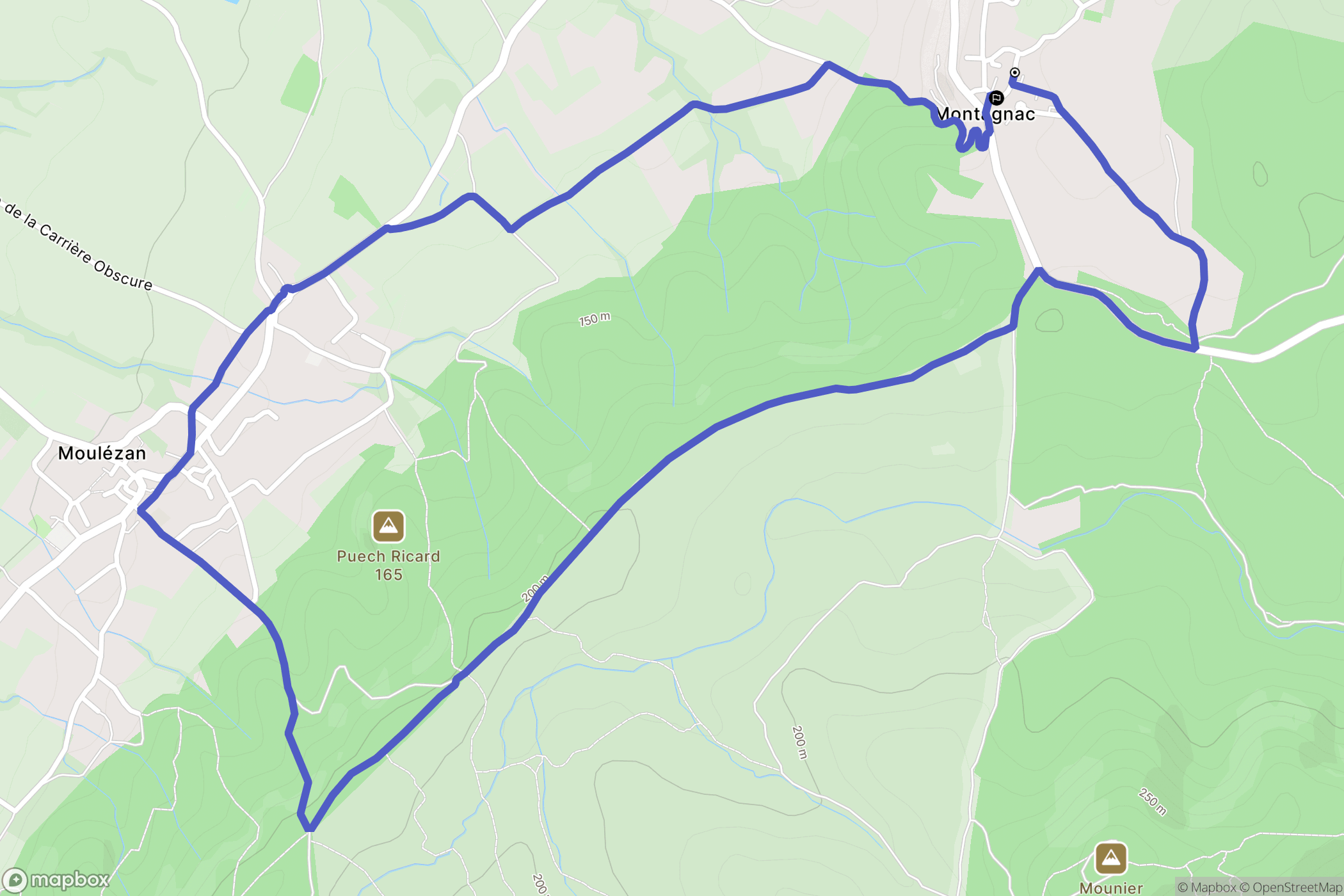 Montagnac : carte du parcours de randonnée - France