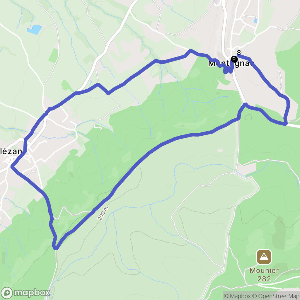Montagnac : carte du parcours de randonnée - France
