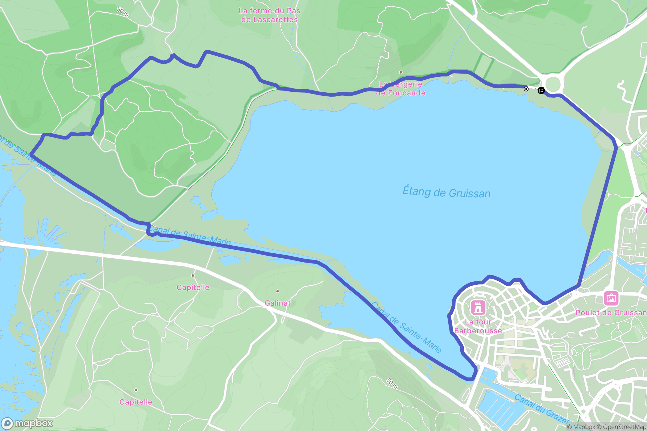 Gruissan : carte du parcours de randonnée - France