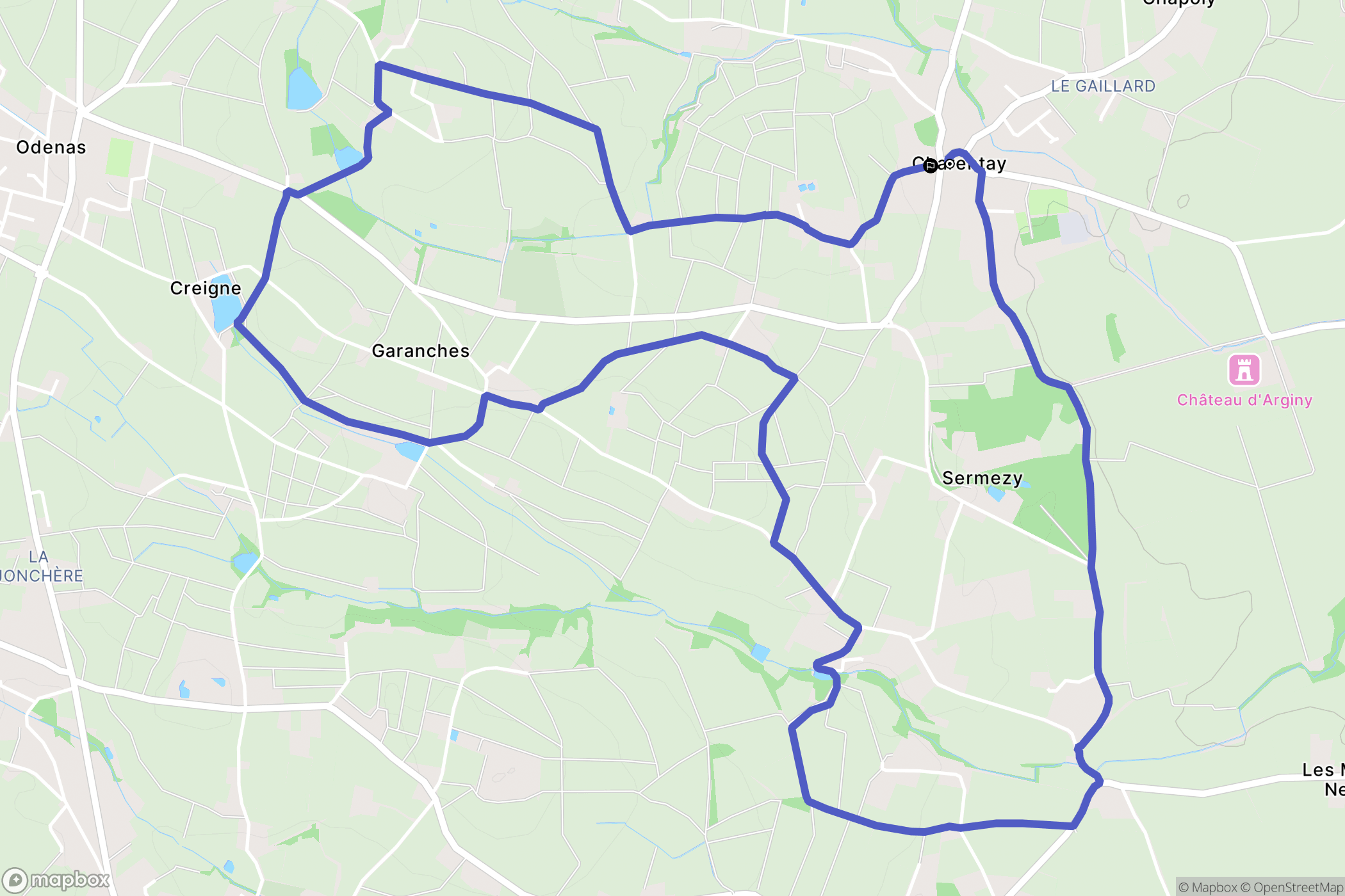 Charentay : carte du parcours de randonnée - France
