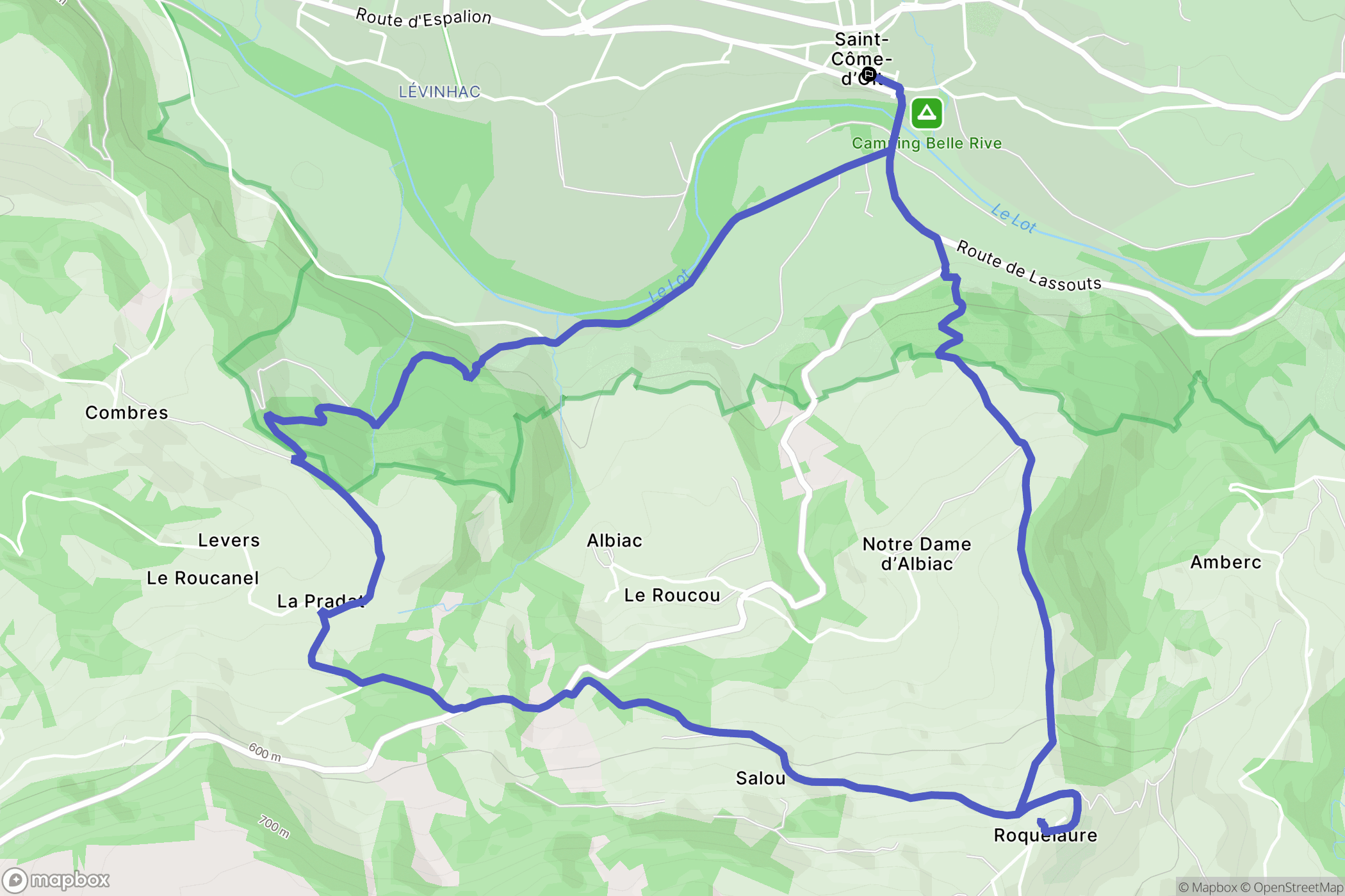 Saint-Côme-d'Olt : carte du parcours de randonnée - France