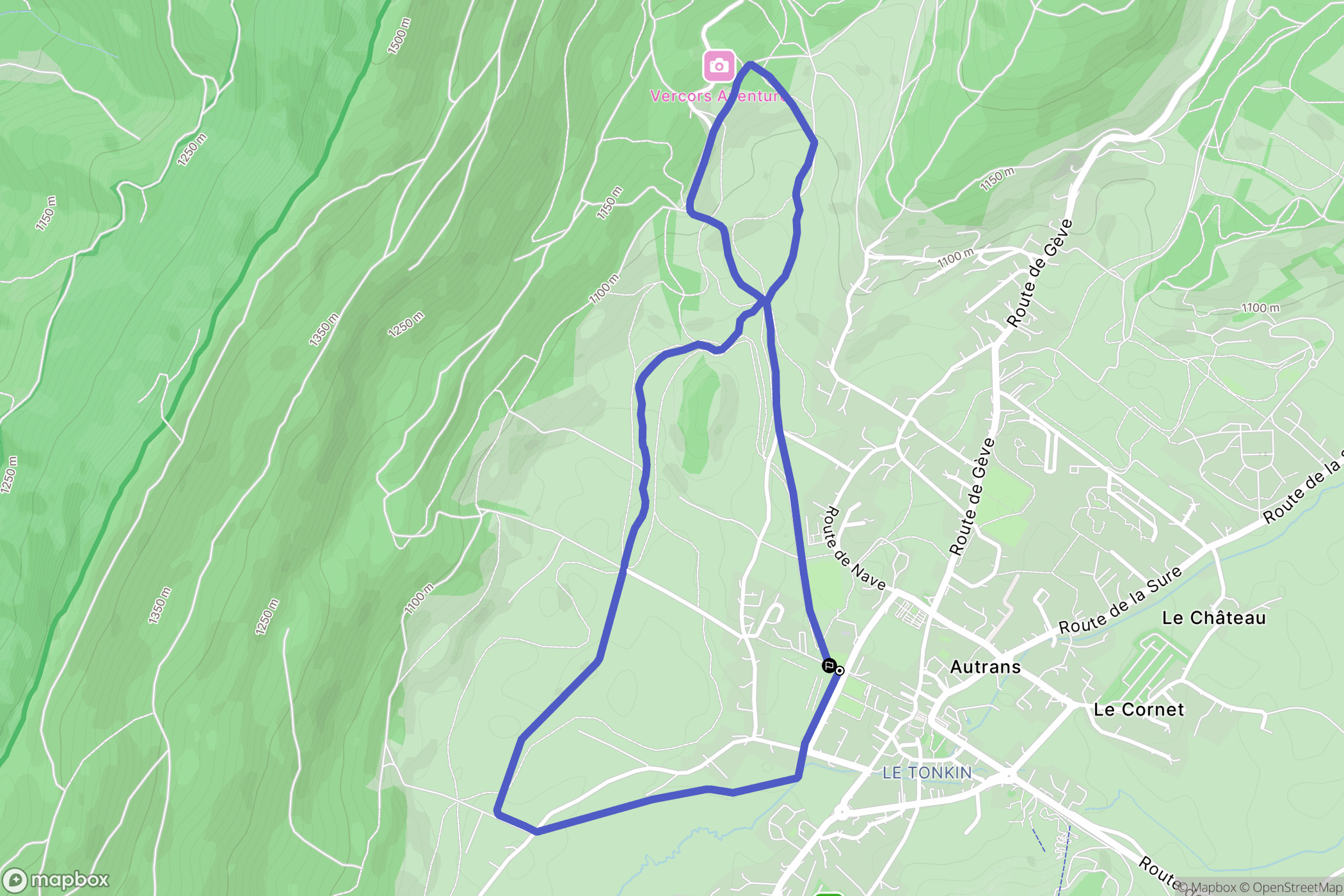 Autrans-Méaudre en Vercors : carte du parcours de randonnée - France