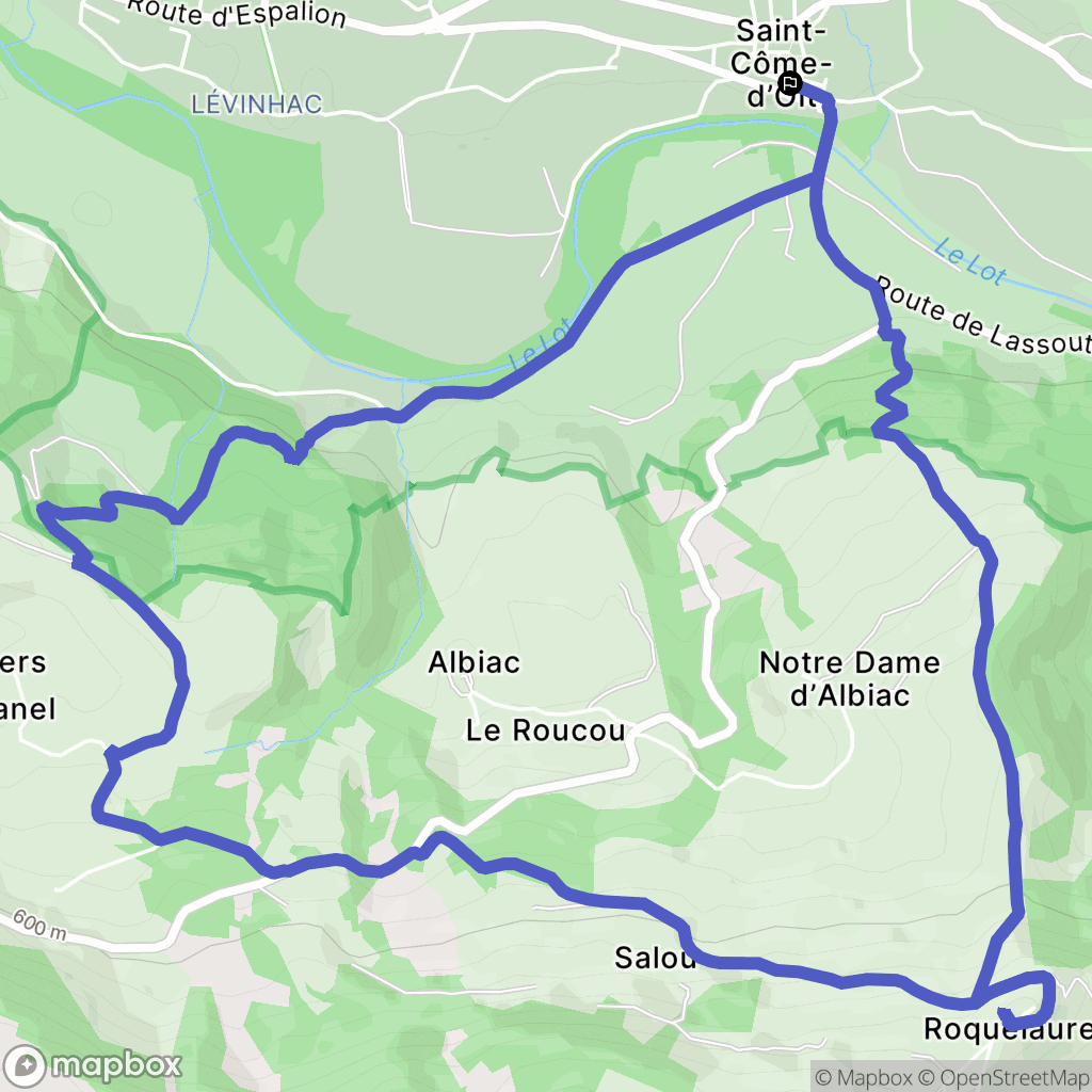 Saint-Côme-d'Olt : carte du parcours de randonnée - France