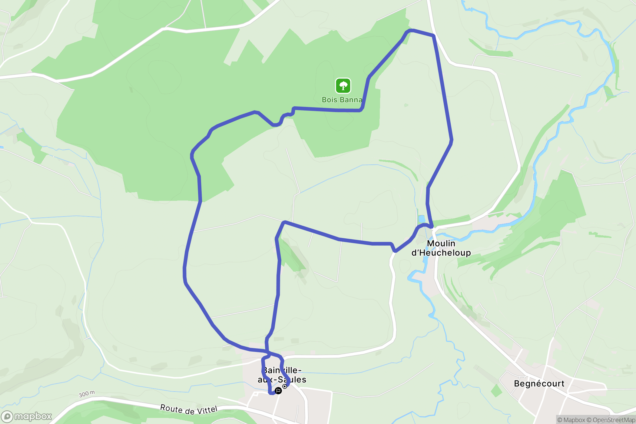 Bainville-aux-Saules : carte du parcours de randonnée - France