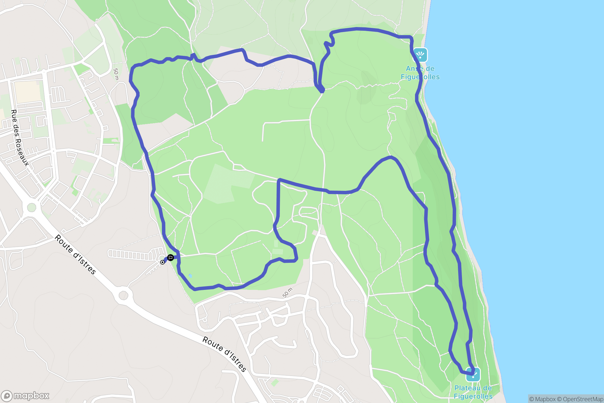 Martigues : carte du parcours de randonnée - France