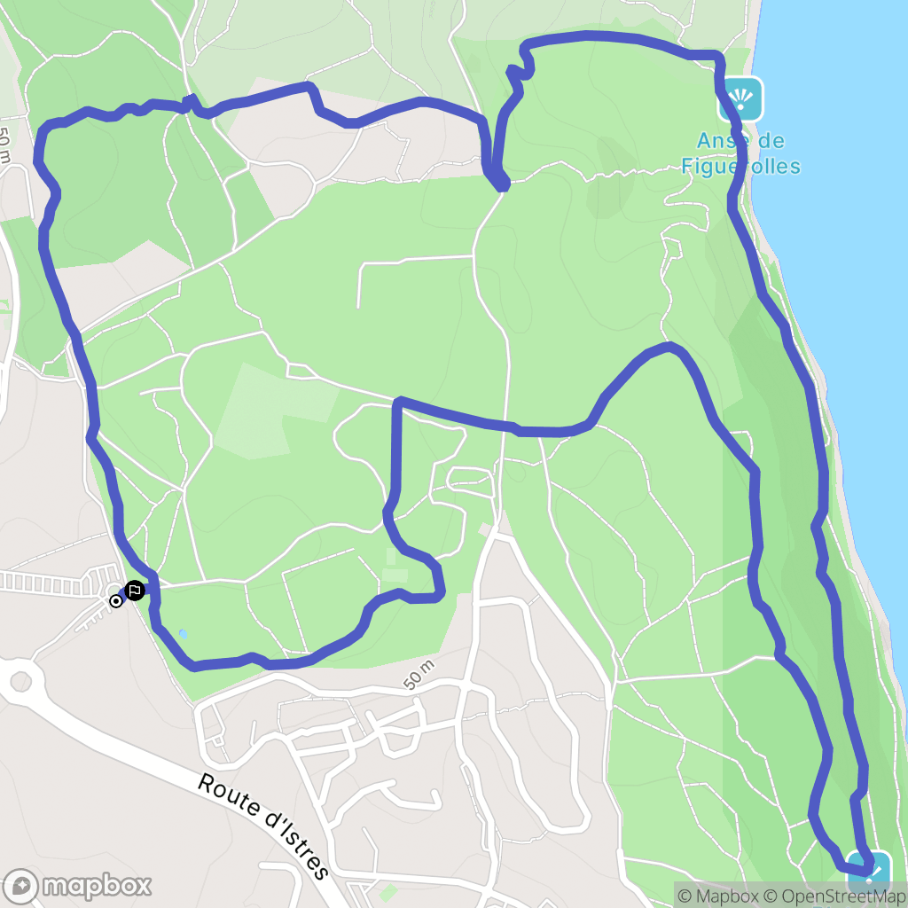 Martigues : carte du parcours de randonnée - France