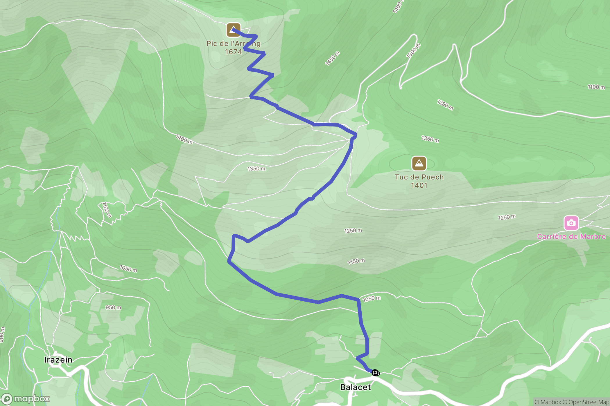 Balacet : carte du parcours de randonnée - France