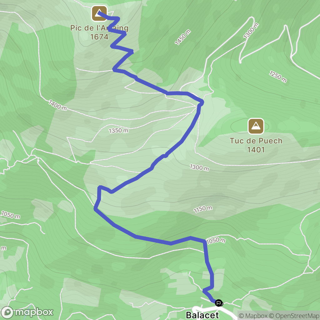 Balacet : carte du parcours de randonnée - France