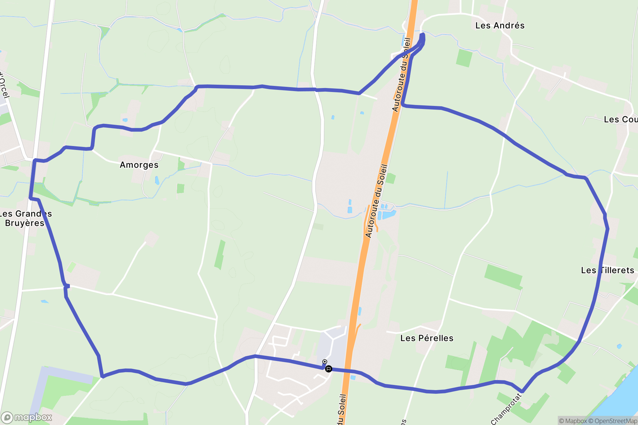 Taponas : carte du parcours de randonnée - France