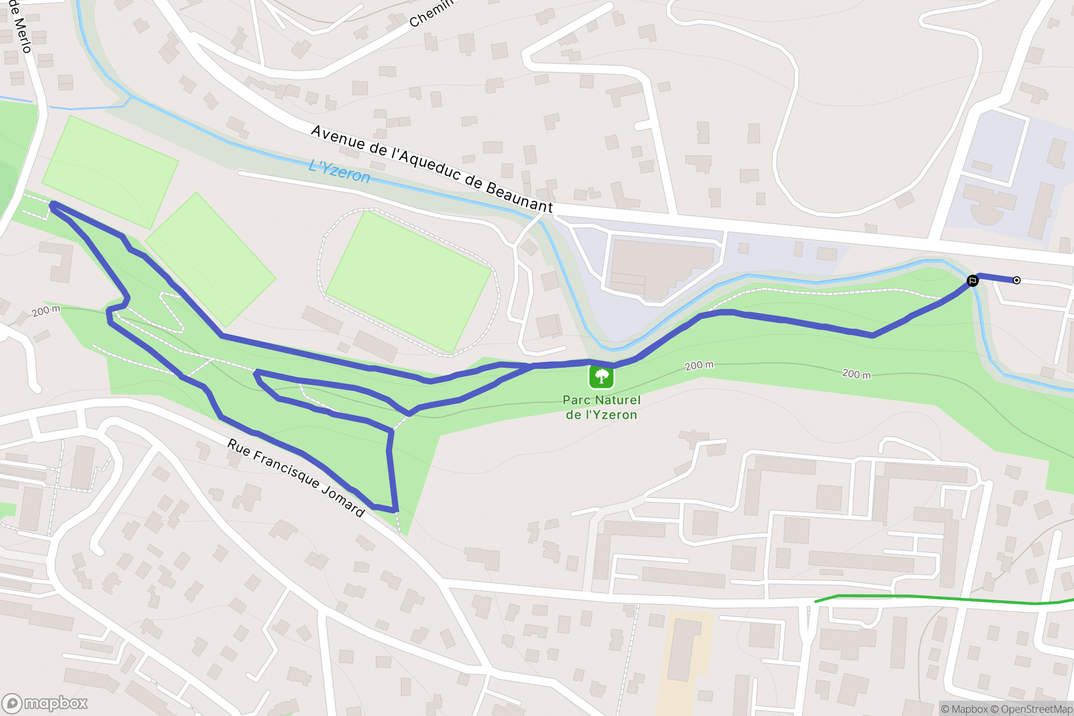Oullins : carte du parcours de randonnée - France