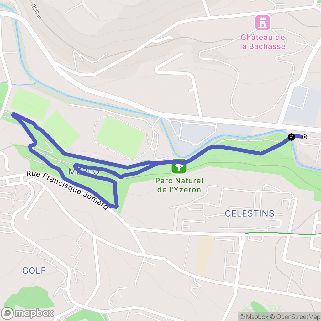Oullins : carte du parcours de randonnée - France