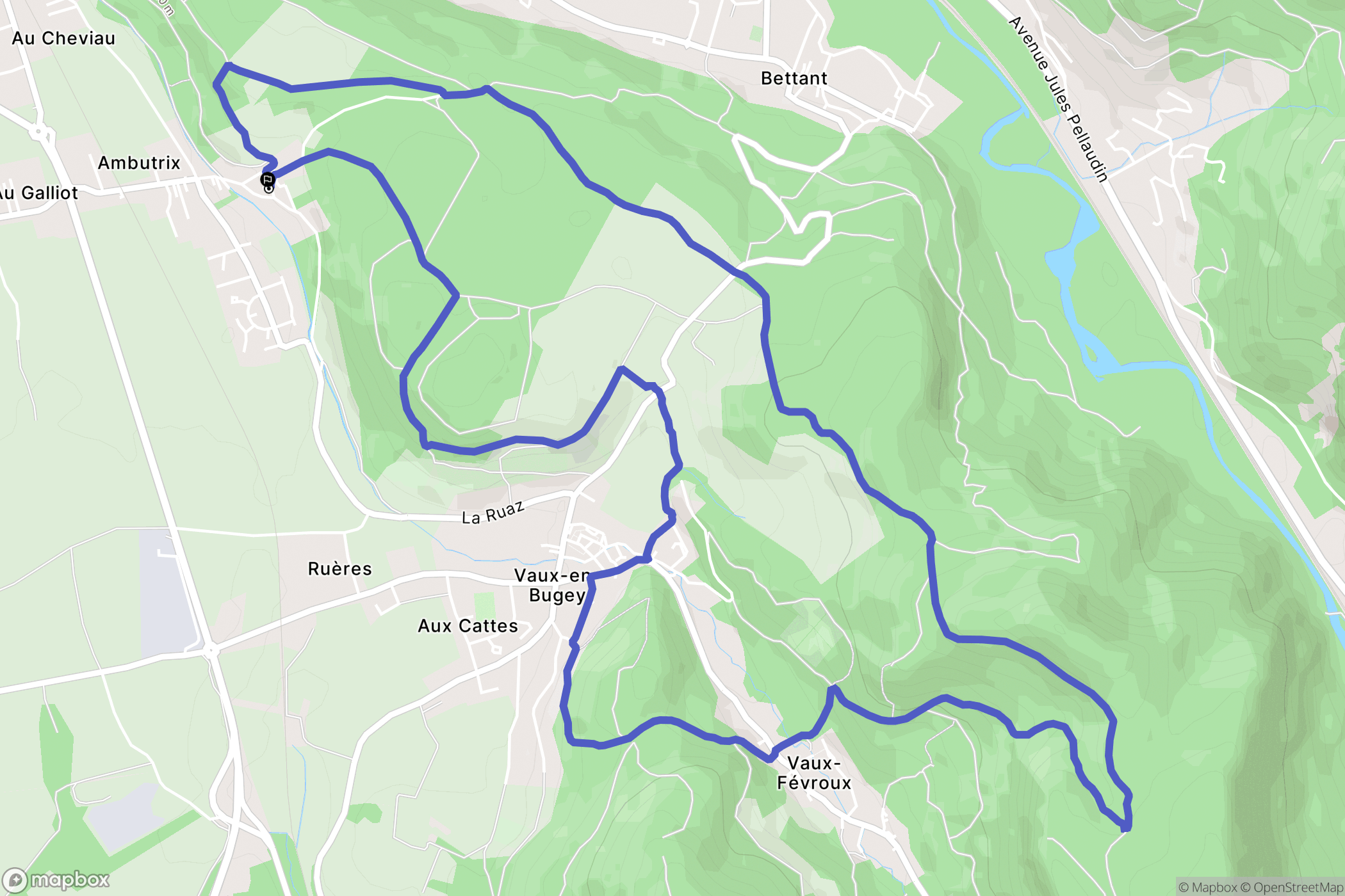 Ambutrix : carte du parcours de randonnée - France