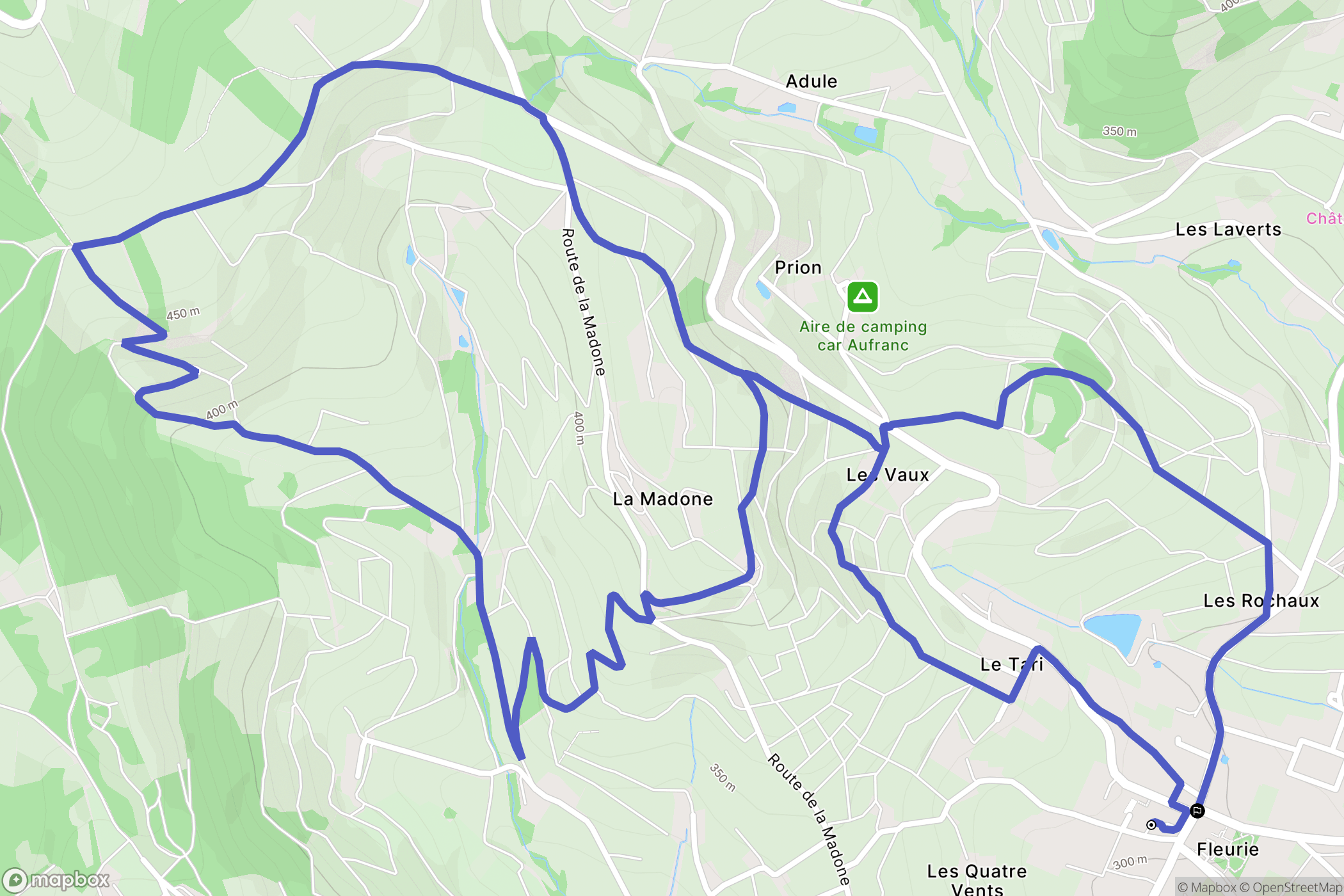 Fleurie : carte du parcours de randonnée - France