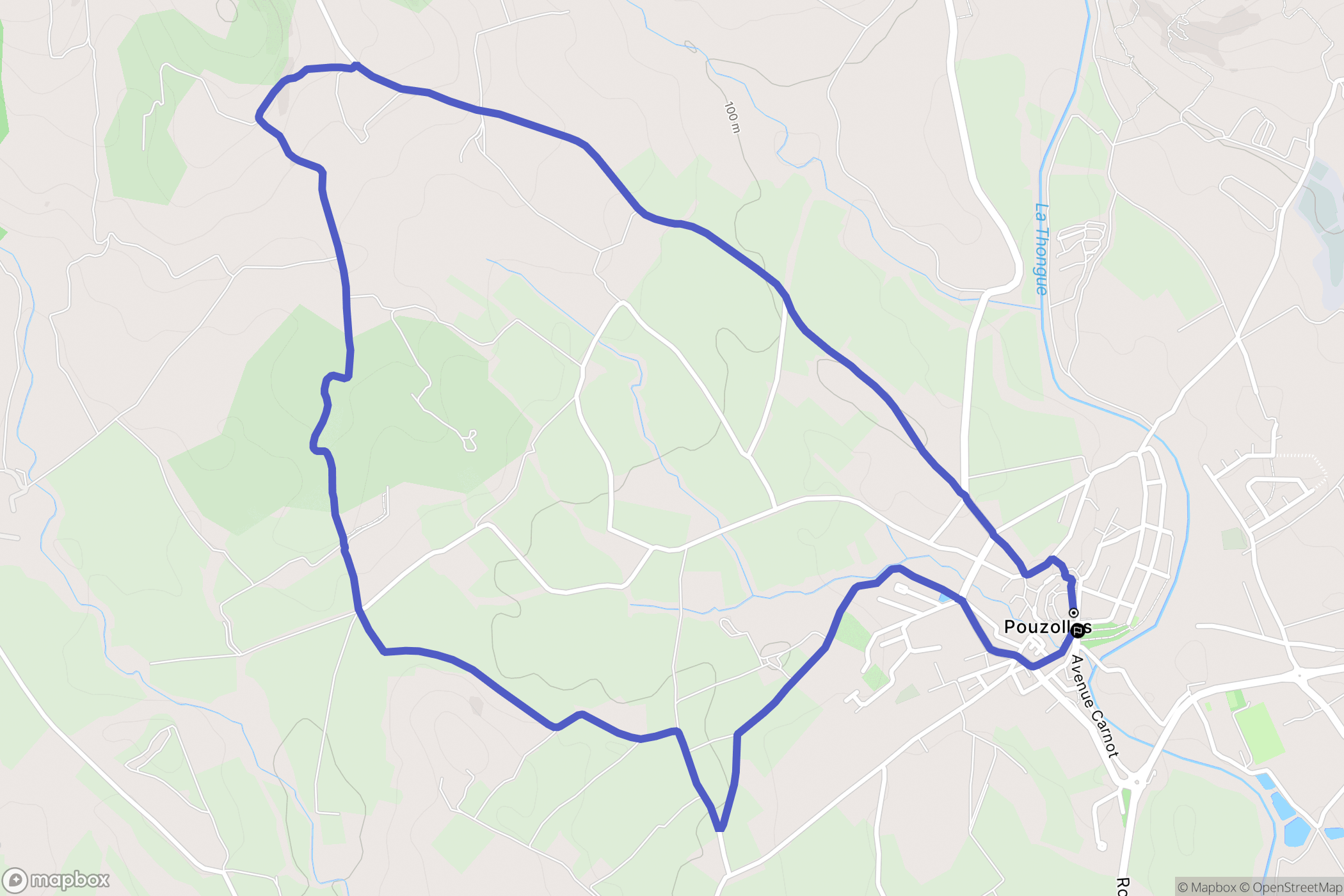Pouzolles : carte du parcours de randonnée - France