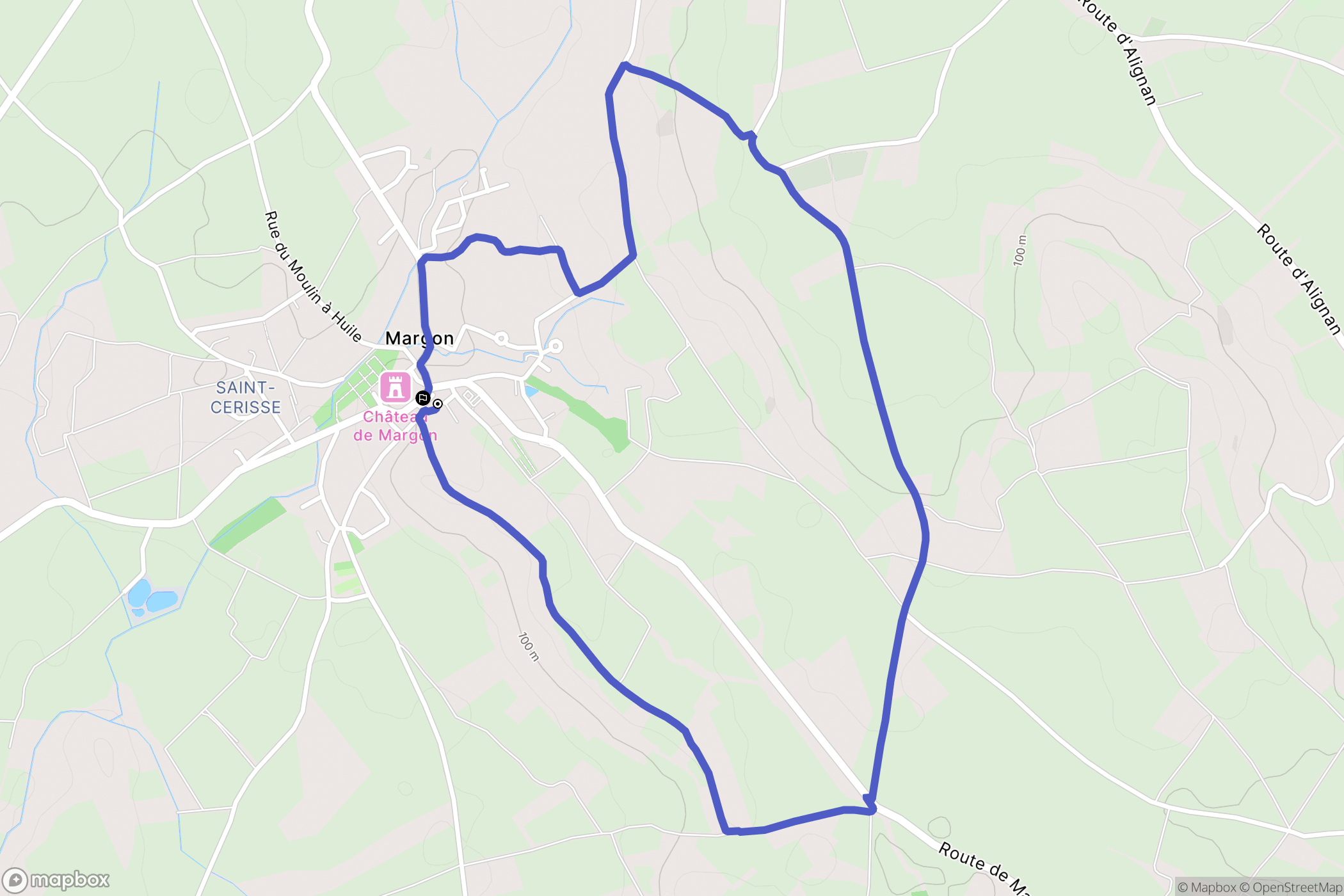 Margon : carte du parcours de randonnée - France