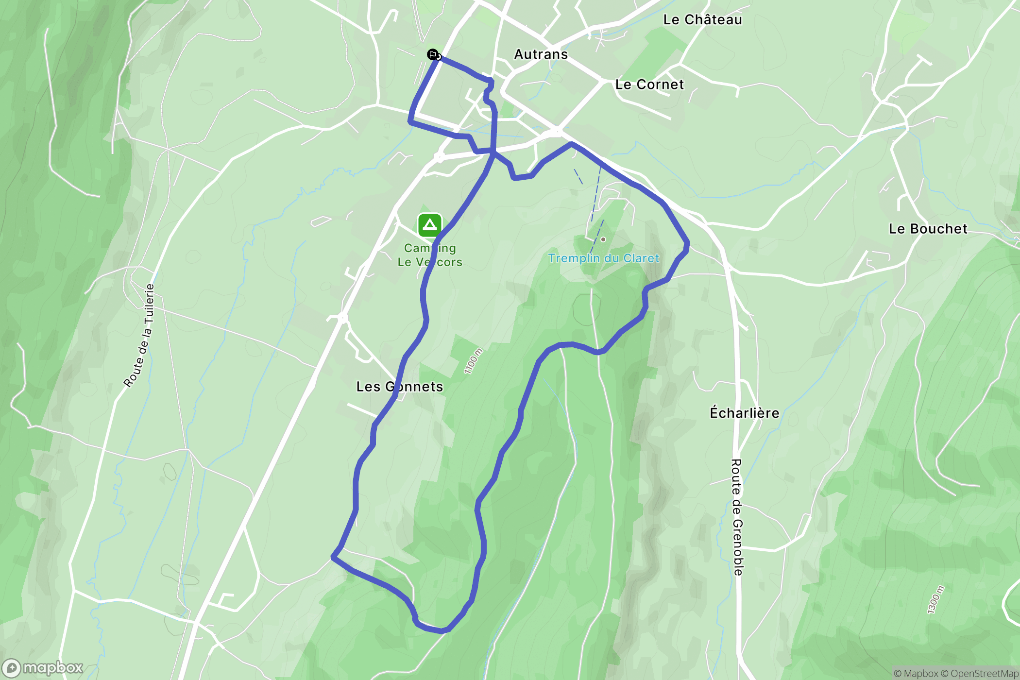 Autrans-Méaudre en Vercors : carte du parcours de randonnée - France