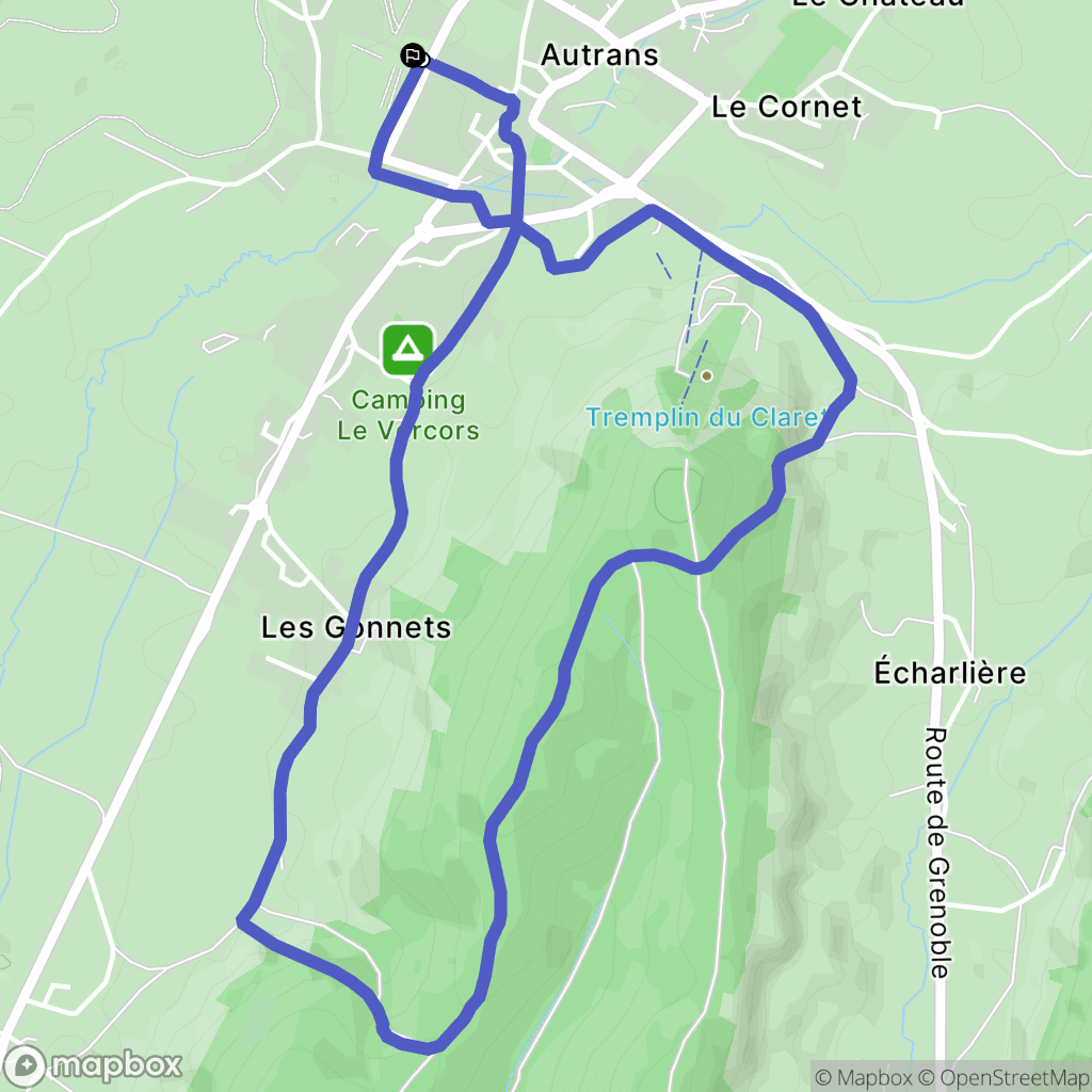 Autrans-Méaudre en Vercors : carte du parcours de randonnée - France