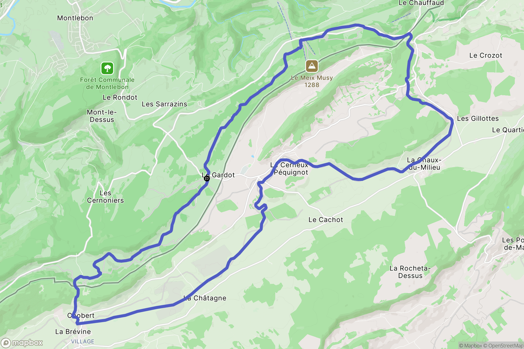 Montlebon : carte du parcours de randonnée - France