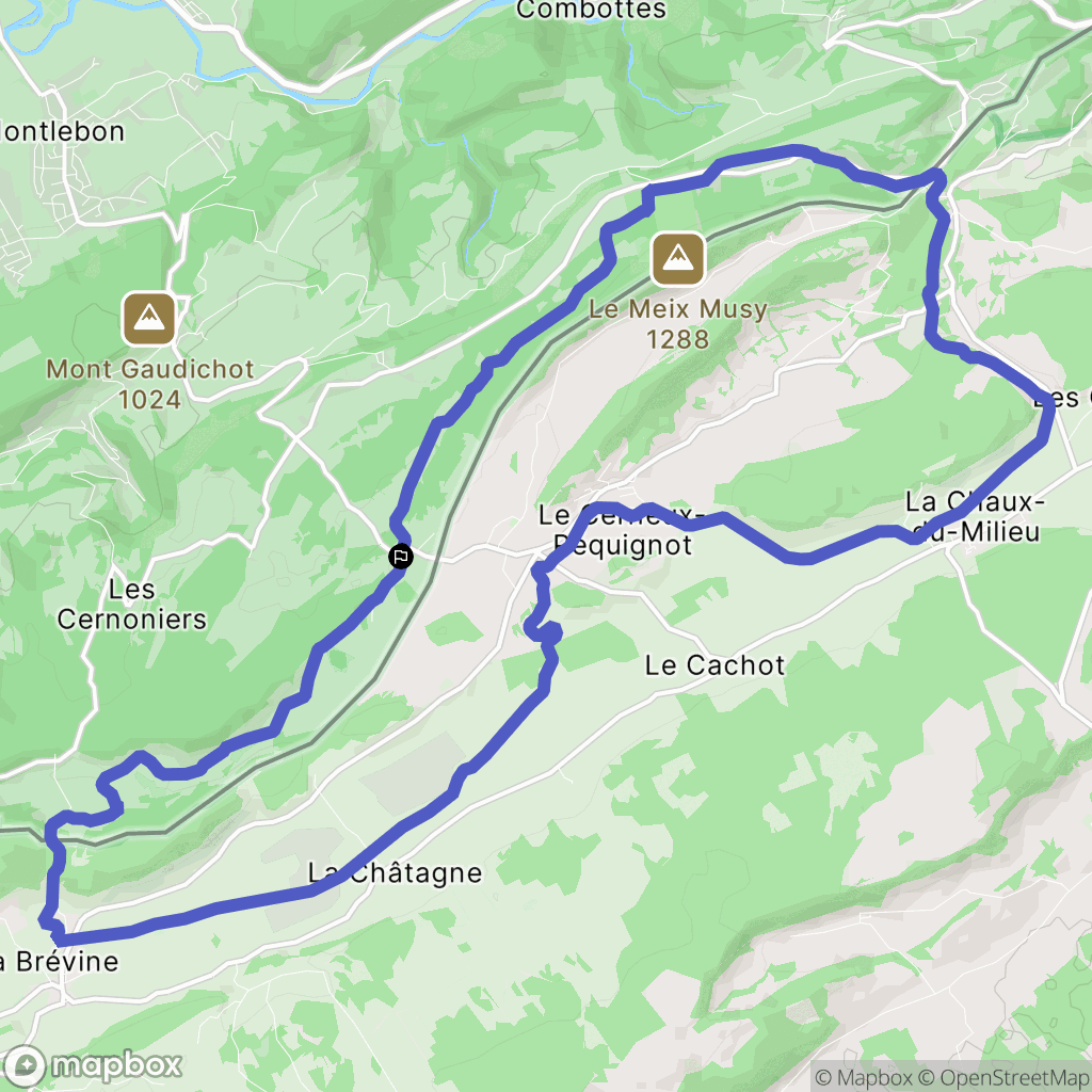 Montlebon : carte du parcours de randonnée - France