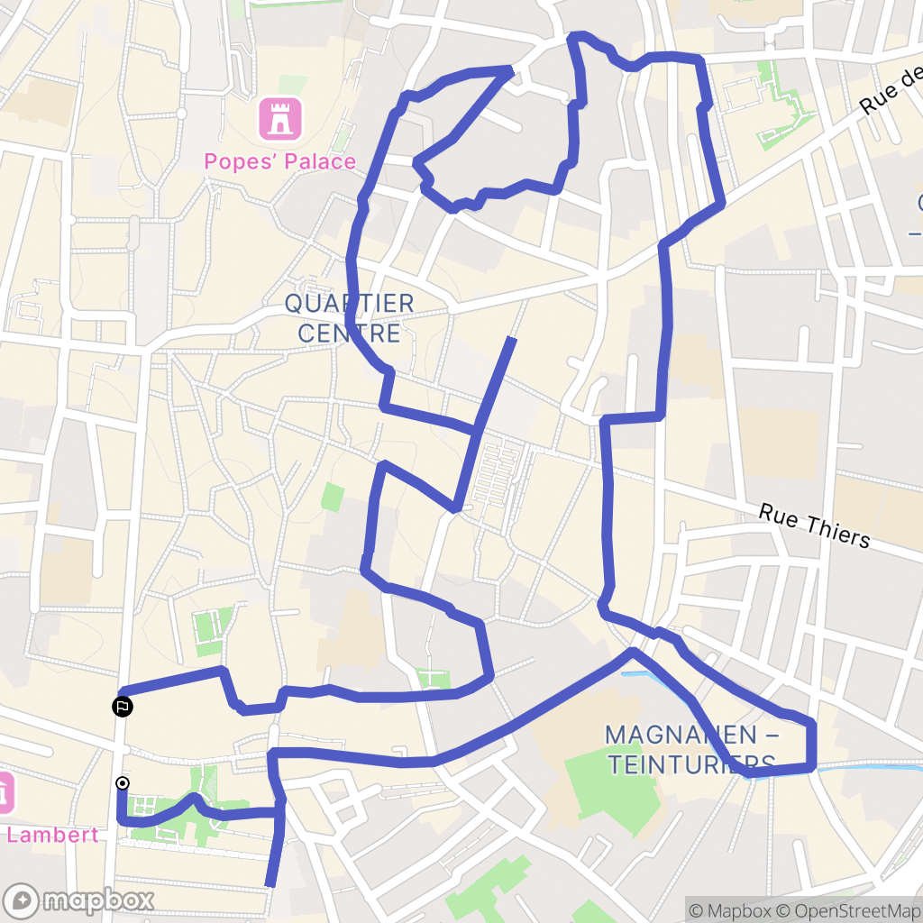 Avignon : carte du parcours de randonnée - France