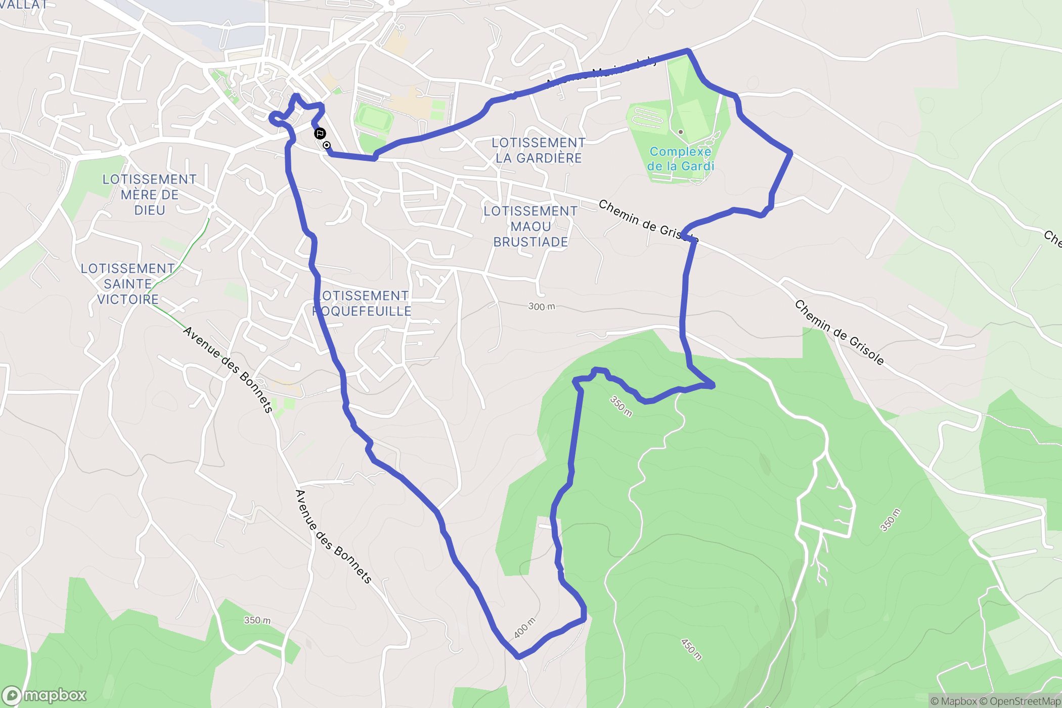 Trets : carte du parcours de randonnée - France