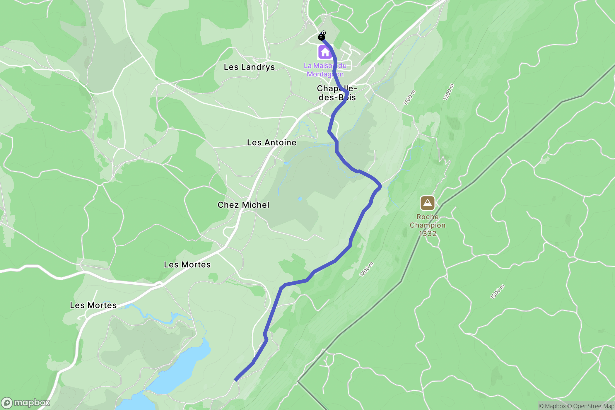 Chapelle des Bois : carte du parcours de randonnée - France