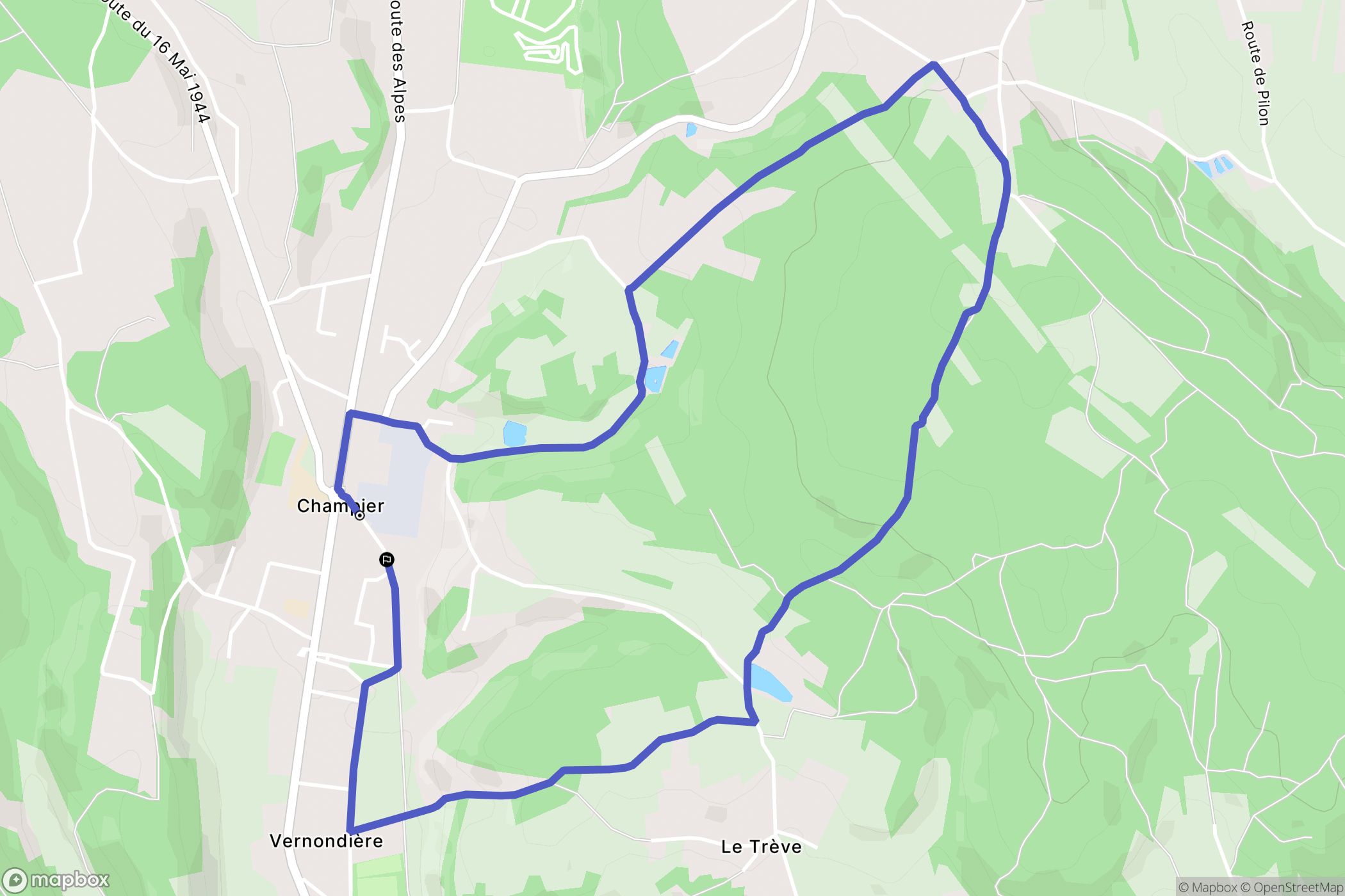 Champier : carte du parcours de randonnée - France